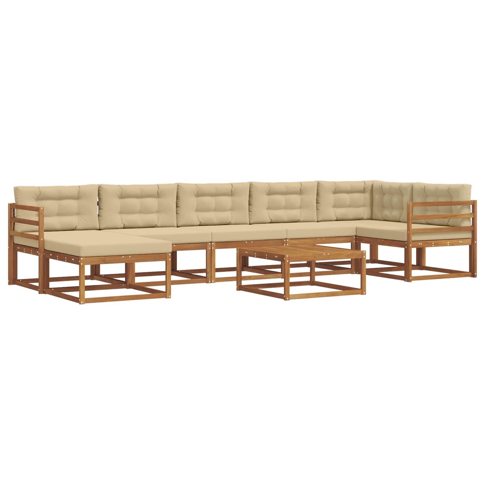 Outdoor-Sofagarnitur mit Kissen 8 pcs Natur und Beige