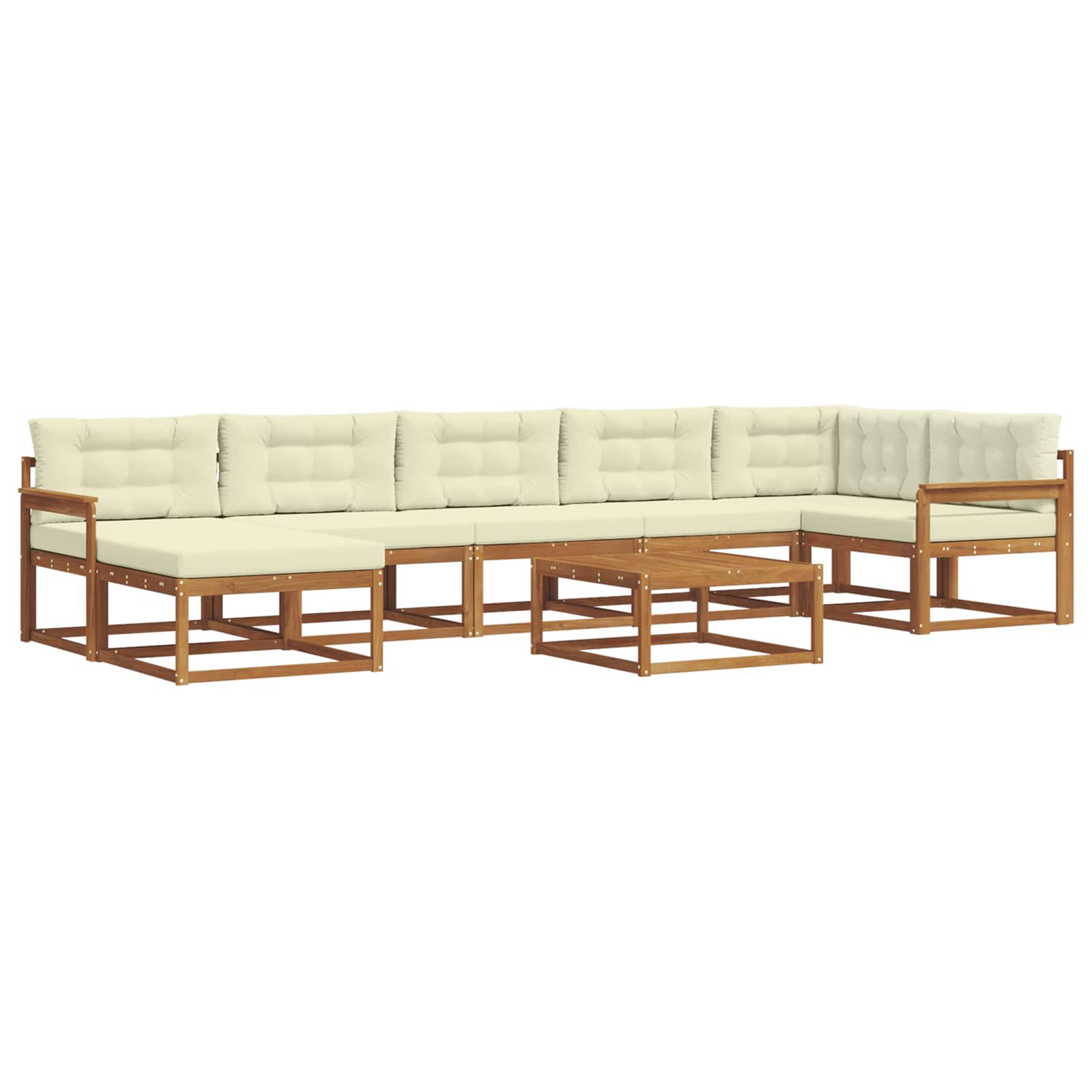 Outdoor-Sofagarnitur mit Kissen 8 pcs Natur und Creme