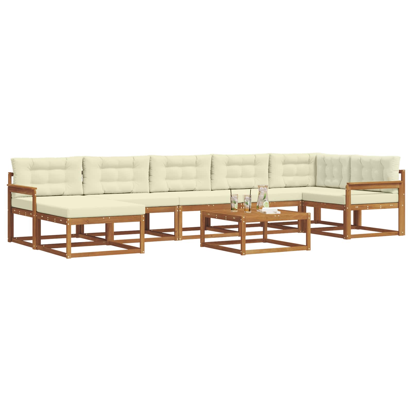 Outdoor-Sofagarnitur mit Kissen 8 pcs Natur und Creme