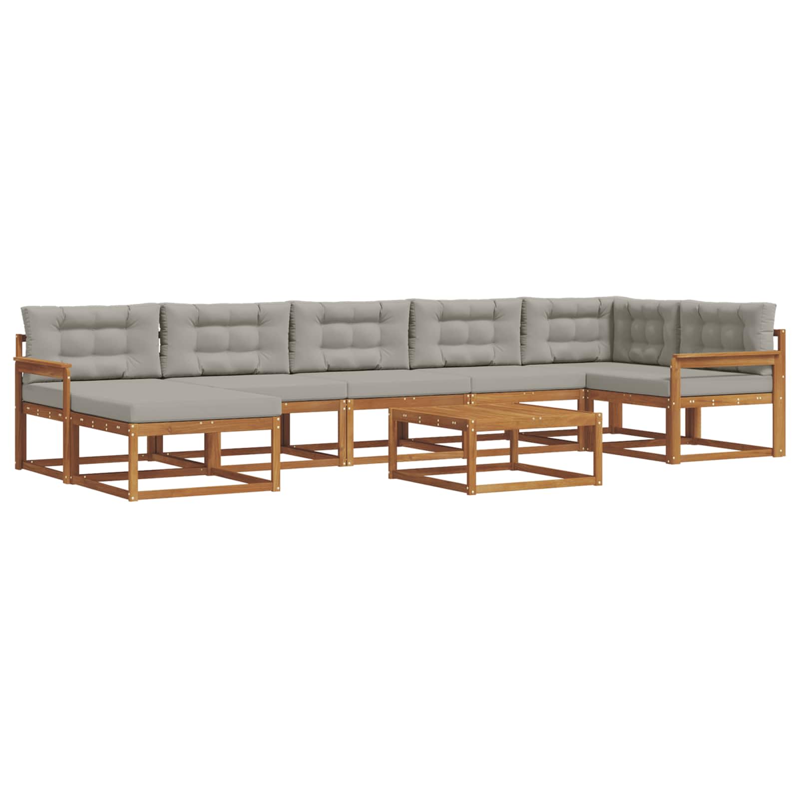 Outdoor-Sofagarnitur mit Kissen 8 pcs Natürlich und Hellgrau