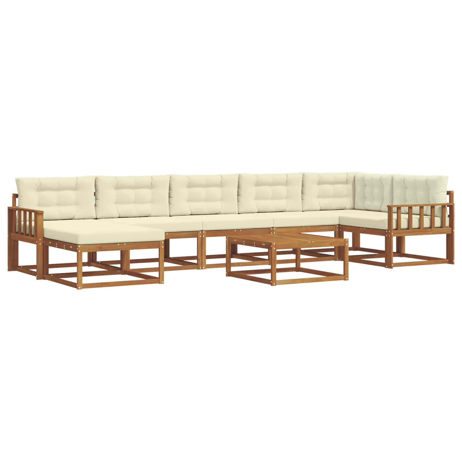 Outdoor-Sofagarnitur mit Kissen 8 pcs Natur und Creme