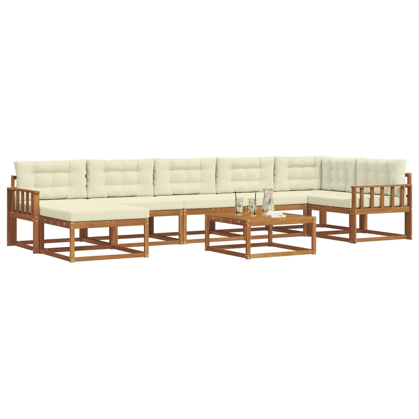 Outdoor-Sofagarnitur mit Kissen 8 pcs Natur und Creme