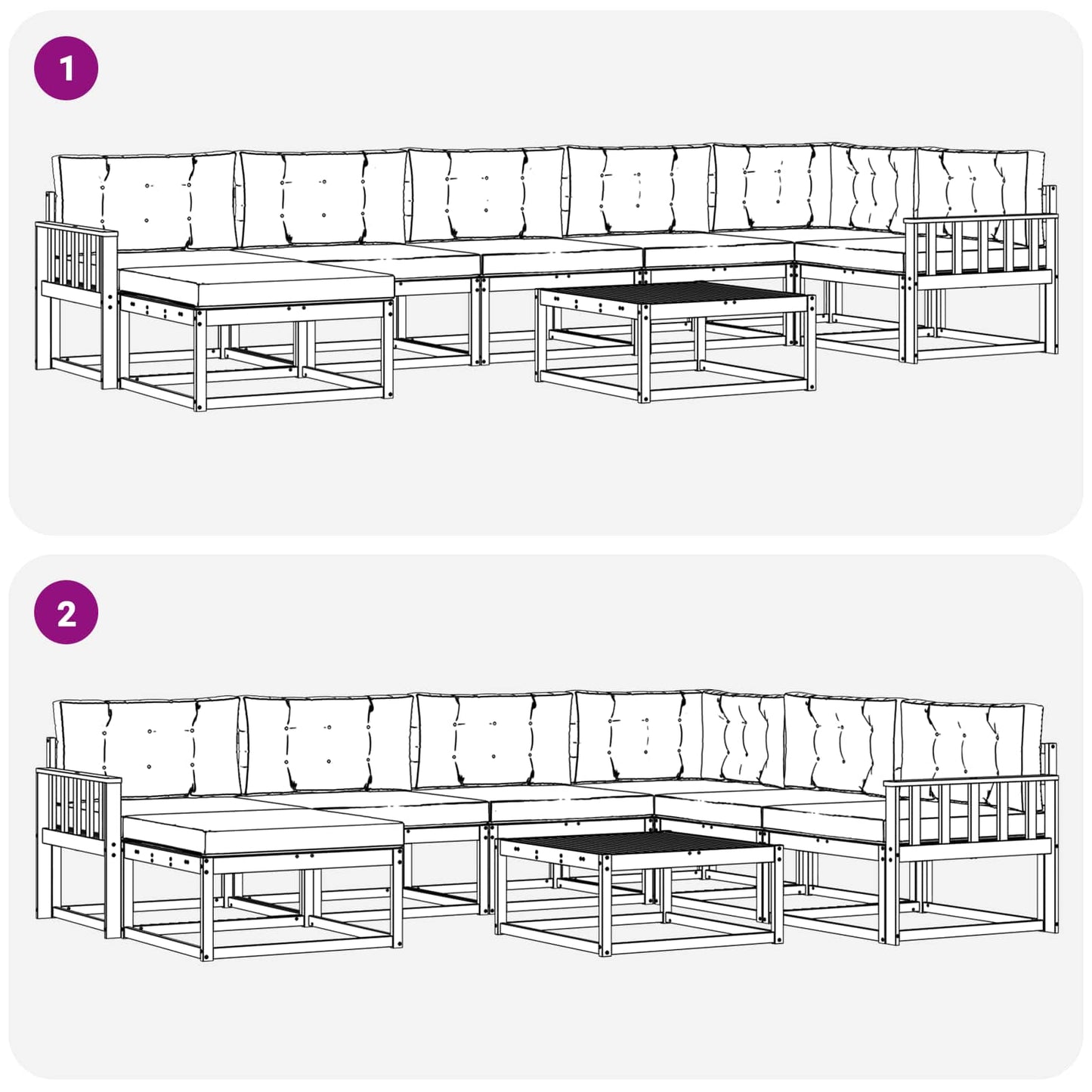 Outdoor-Sofagarnitur mit Kissen 8 pcs Natur und Creme