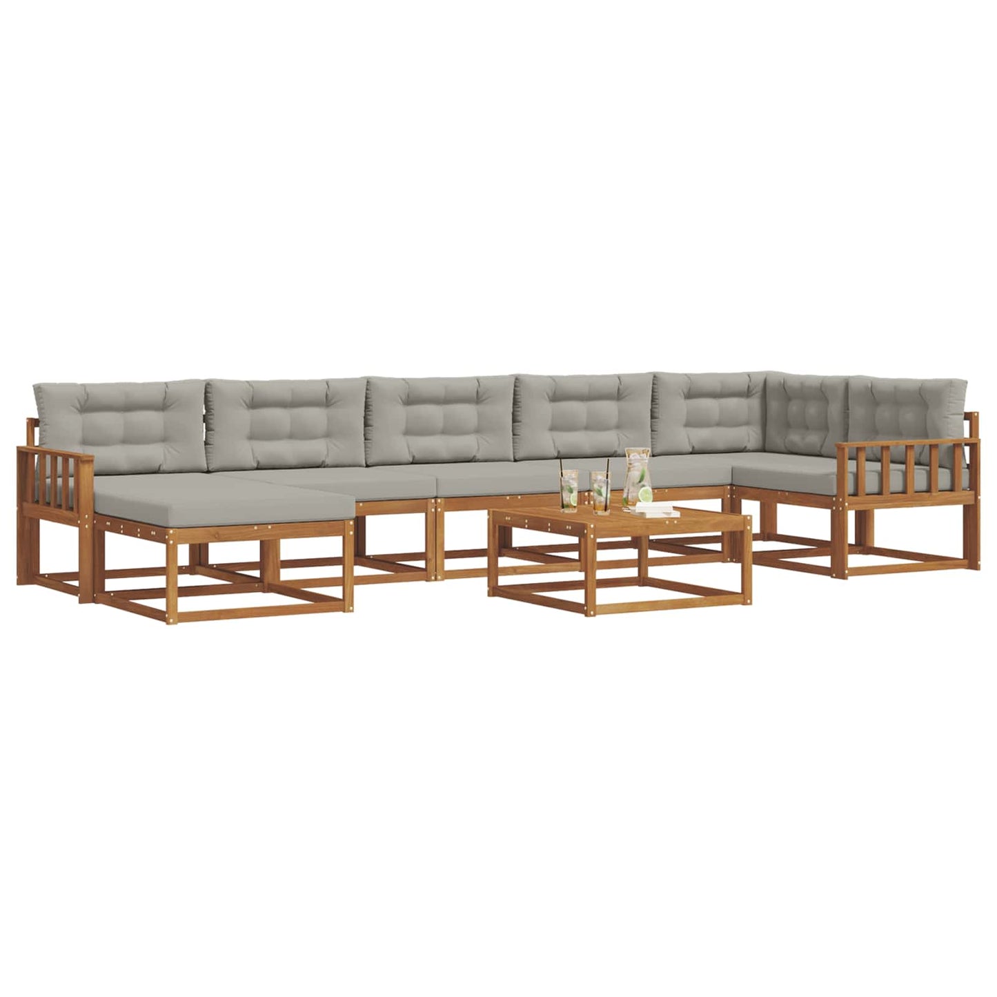 Outdoor-Sofagarnitur mit Kissen 8 pcs Natürlich und Hellgrau