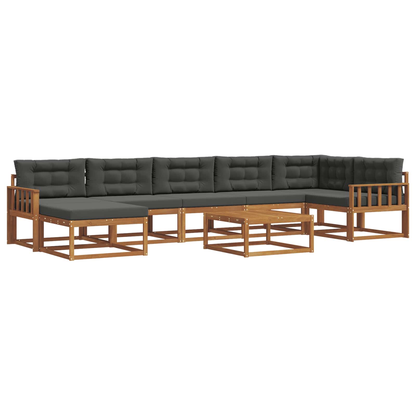 Outdoor-Sofagarnitur mit Kissen 8 pcs Natur und Anthrazit