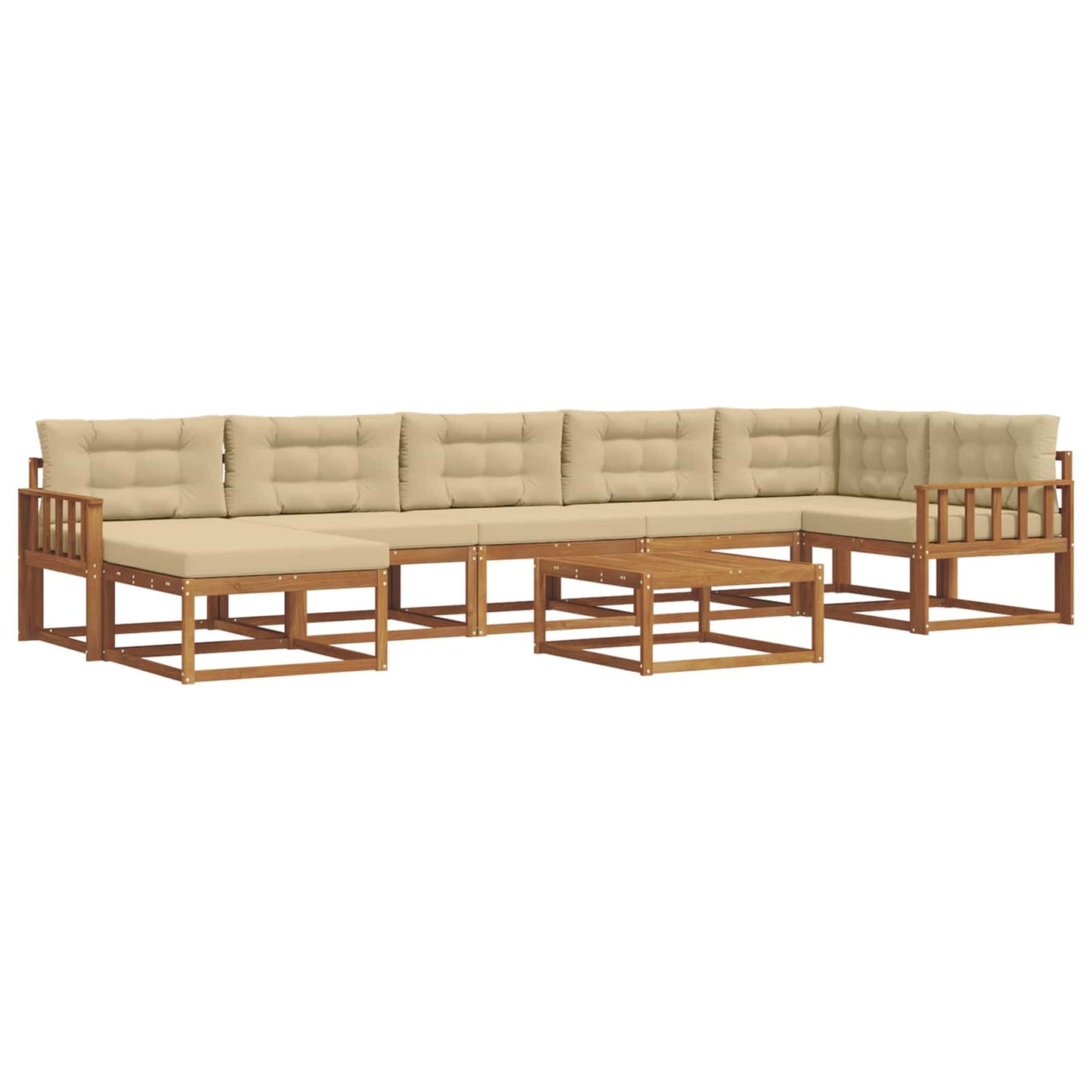 Outdoor-Sofagarnitur mit Kissen 8 pcs Natur und Beige