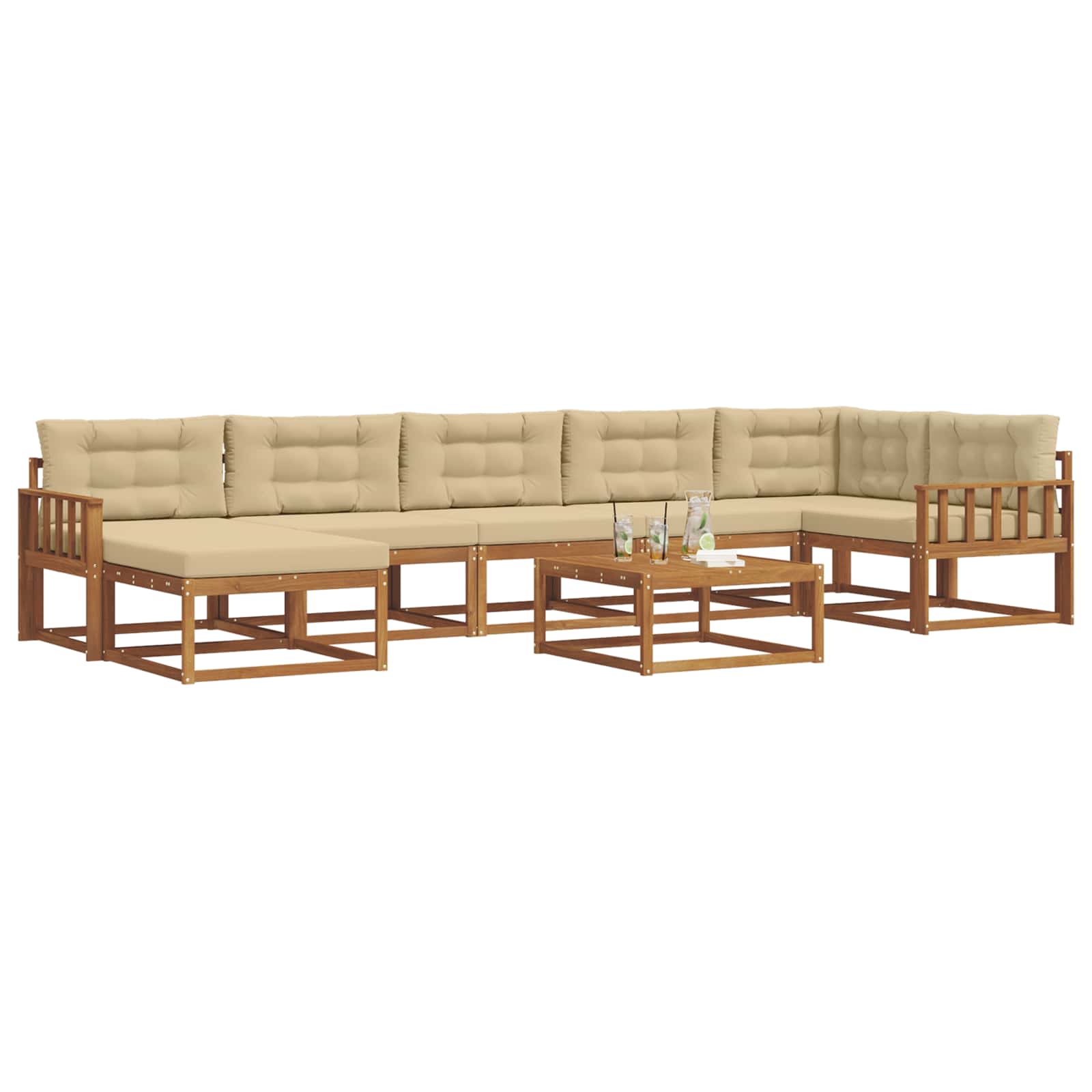 Outdoor-Sofagarnitur mit Kissen 8 pcs Natur und Beige