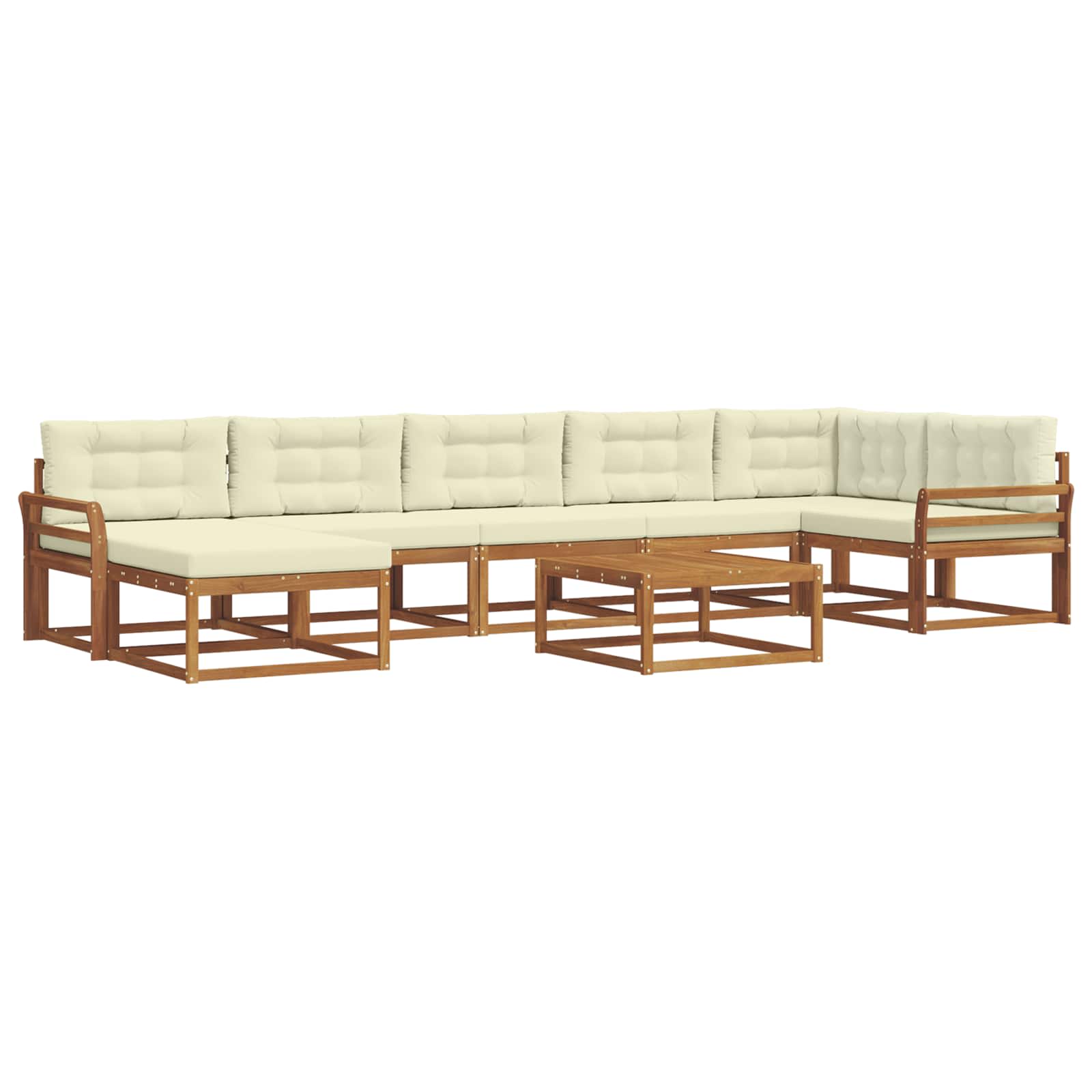 Outdoor-Sofagarnitur mit Kissen 8 pcs Natur und Creme