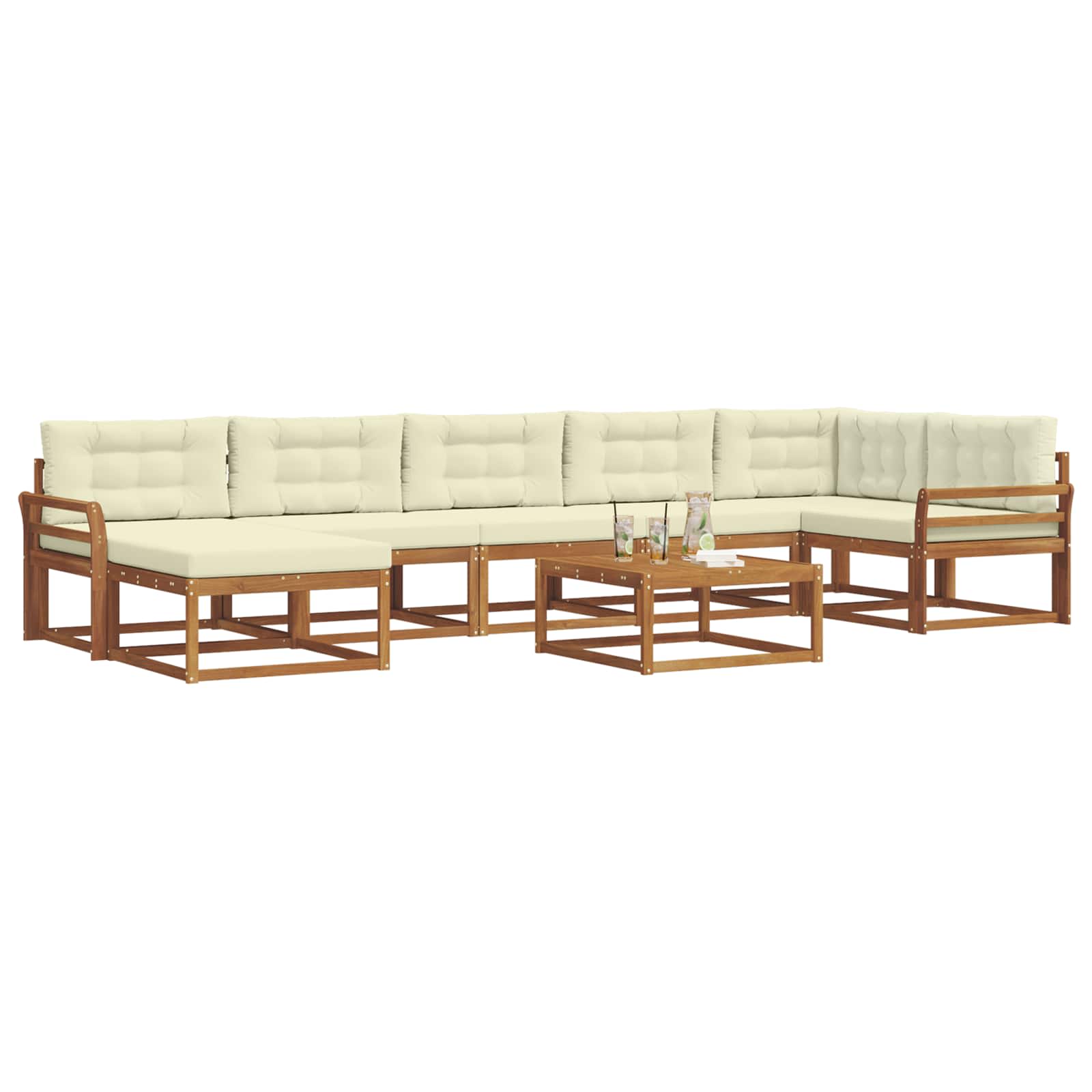 Outdoor-Sofagarnitur mit Kissen 8 pcs Natur und Creme