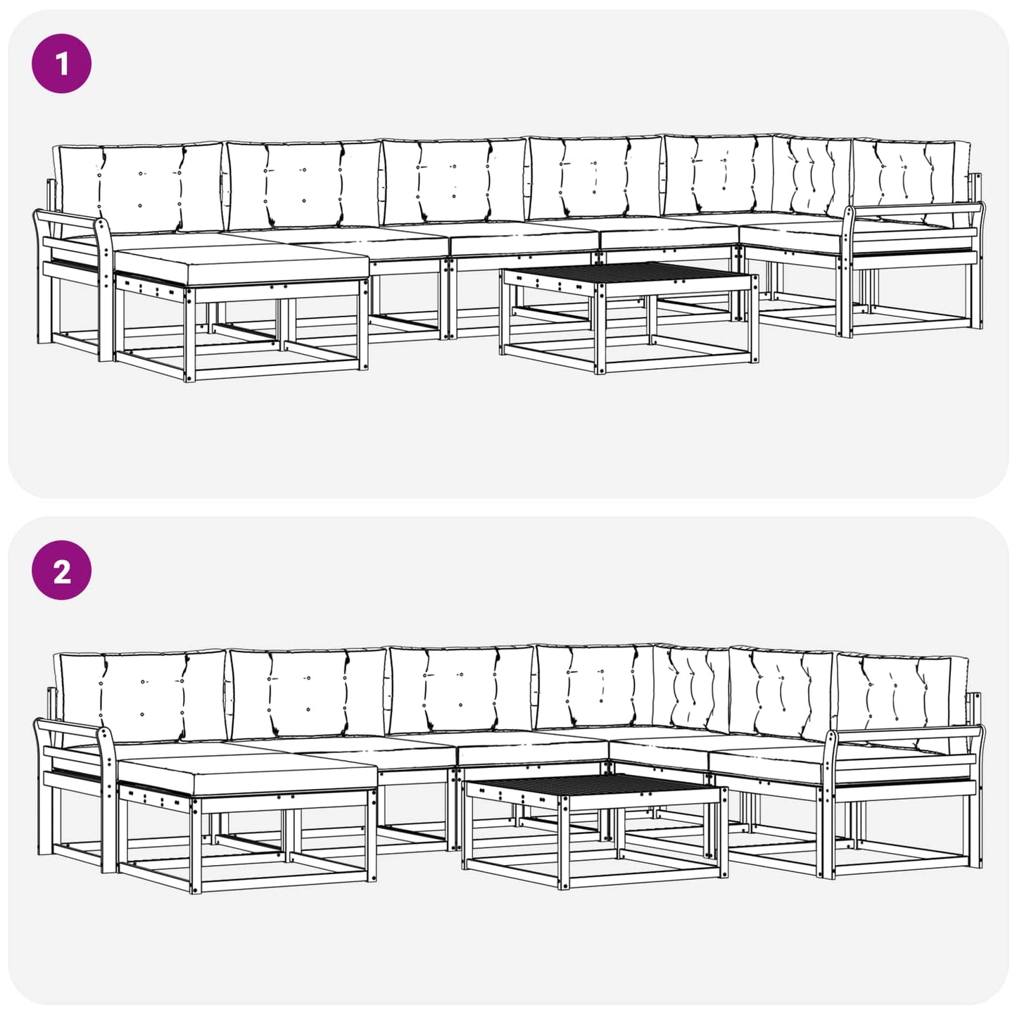 Outdoor-Sofagarnitur mit Kissen 8 pcs Natur und Creme