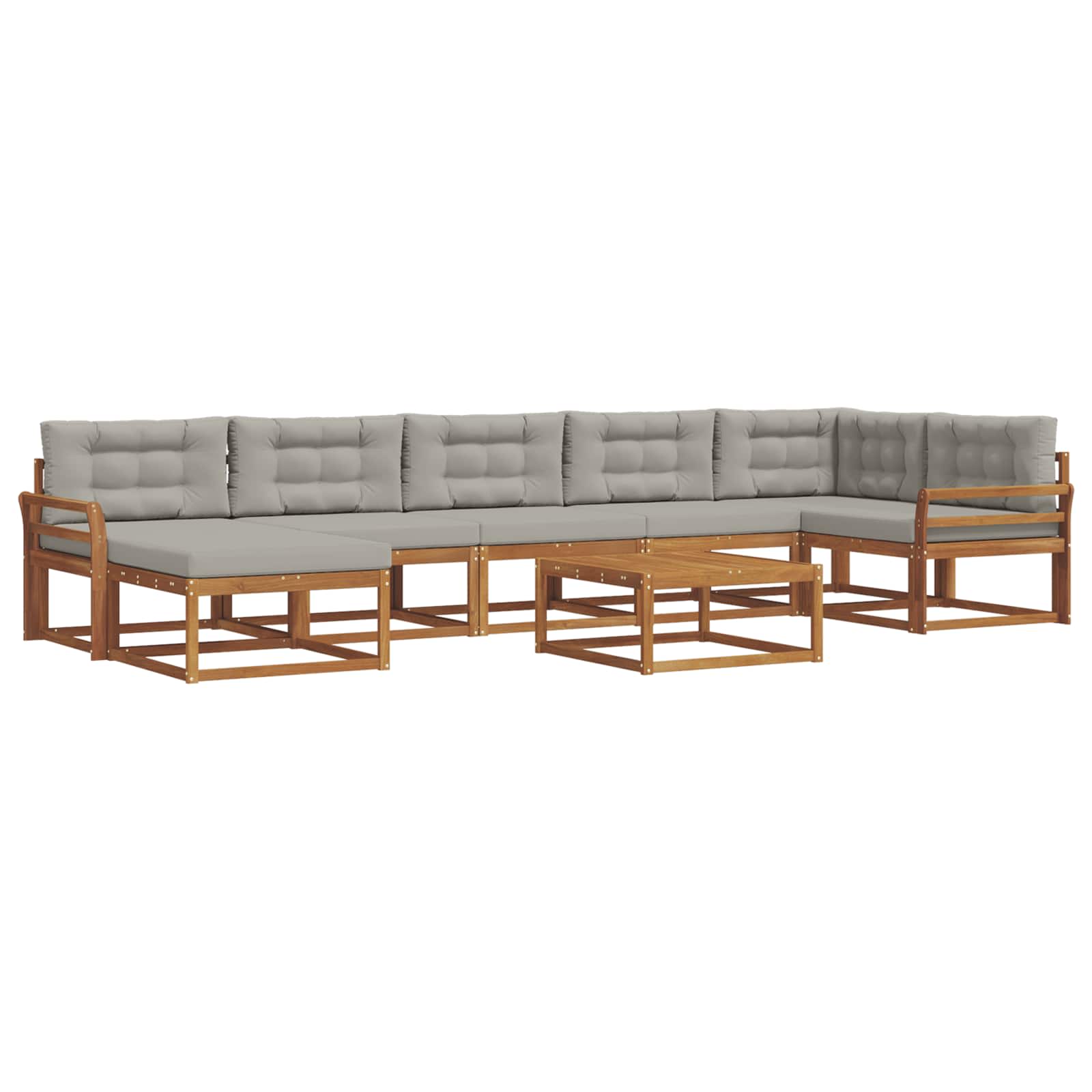 Outdoor-Sofagarnitur mit Kissen 8 pcs Natürlich und Hellgrau