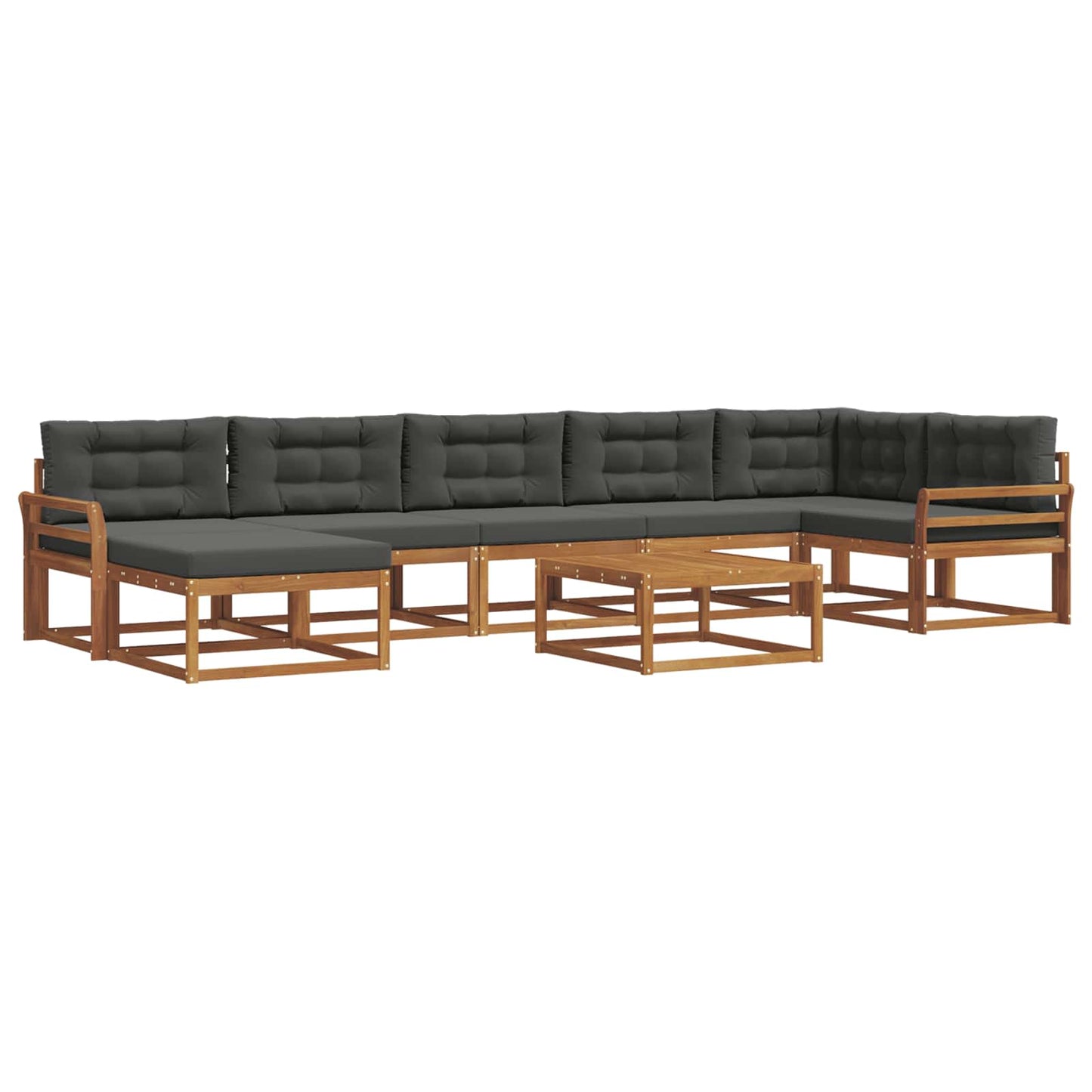 Outdoor-Sofagarnitur mit Kissen 8 pcs Natur und Anthrazit