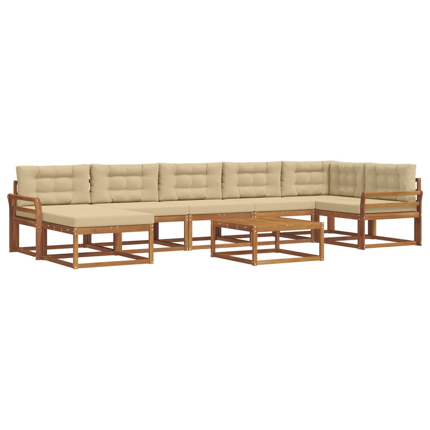Outdoor-Sofagarnitur mit Kissen 8 pcs Natur und Beige