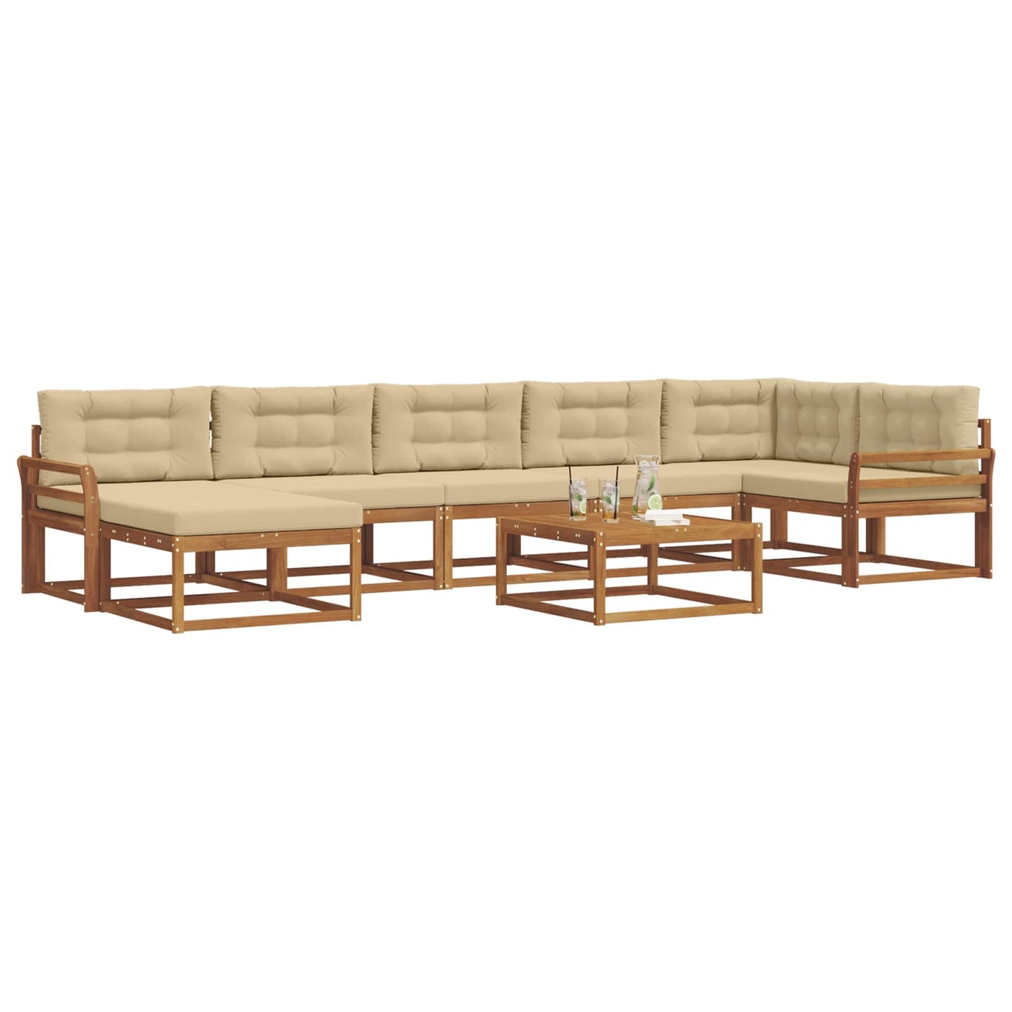 Outdoor-Sofagarnitur mit Kissen 8 pcs Natur und Beige