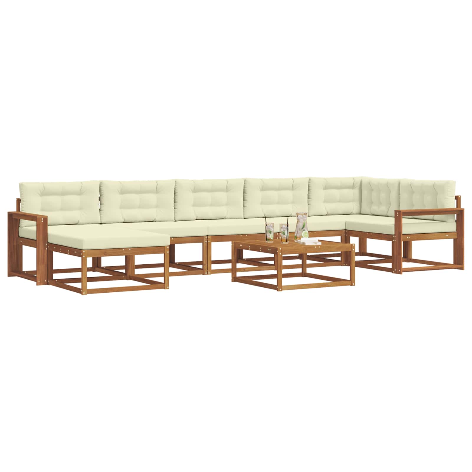 Outdoor-Sofagarnitur mit Kissen 8 pcs Natur und Creme