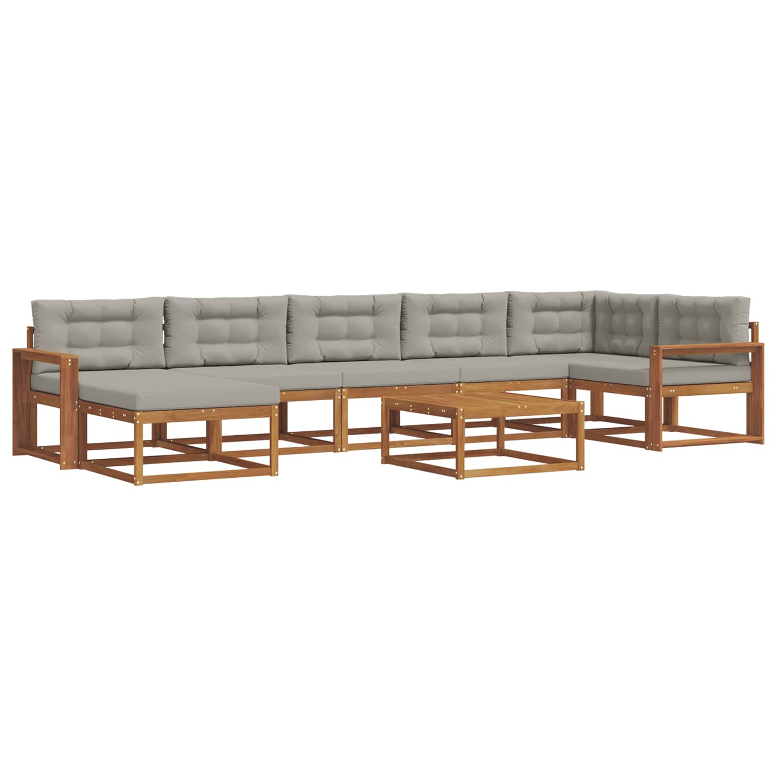 Outdoor-Sofagarnitur mit Kissen 8 pcs Natürlich und Hellgrau