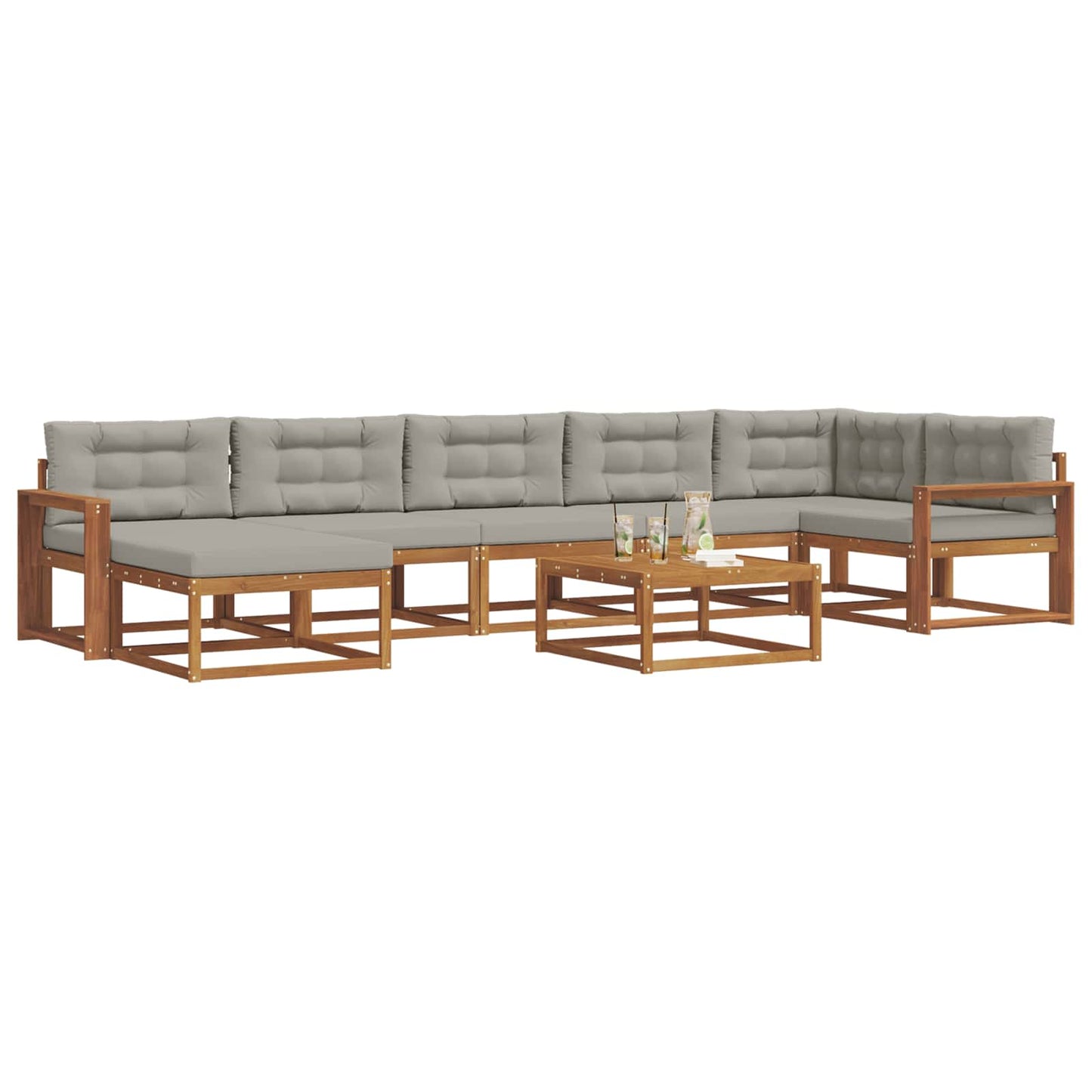Outdoor-Sofagarnitur mit Kissen 8 pcs Natürlich und Hellgrau