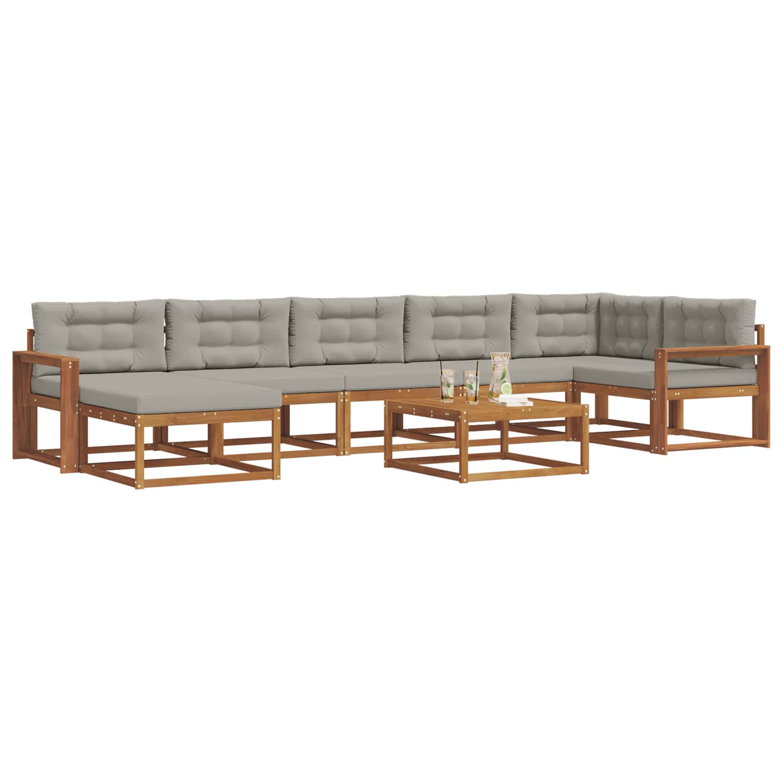 Outdoor-Sofagarnitur mit Kissen 8 pcs Natürlich und Hellgrau