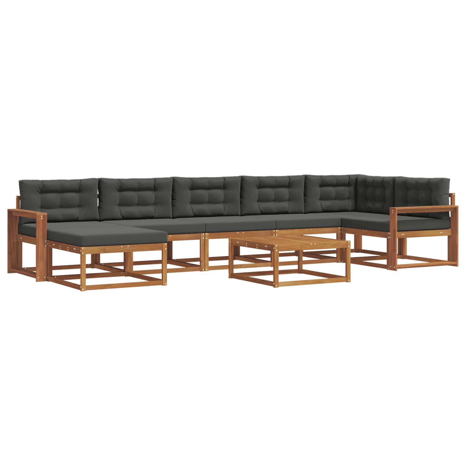 Outdoor-Sofagarnitur mit Kissen 8 pcs Natur und Anthrazit