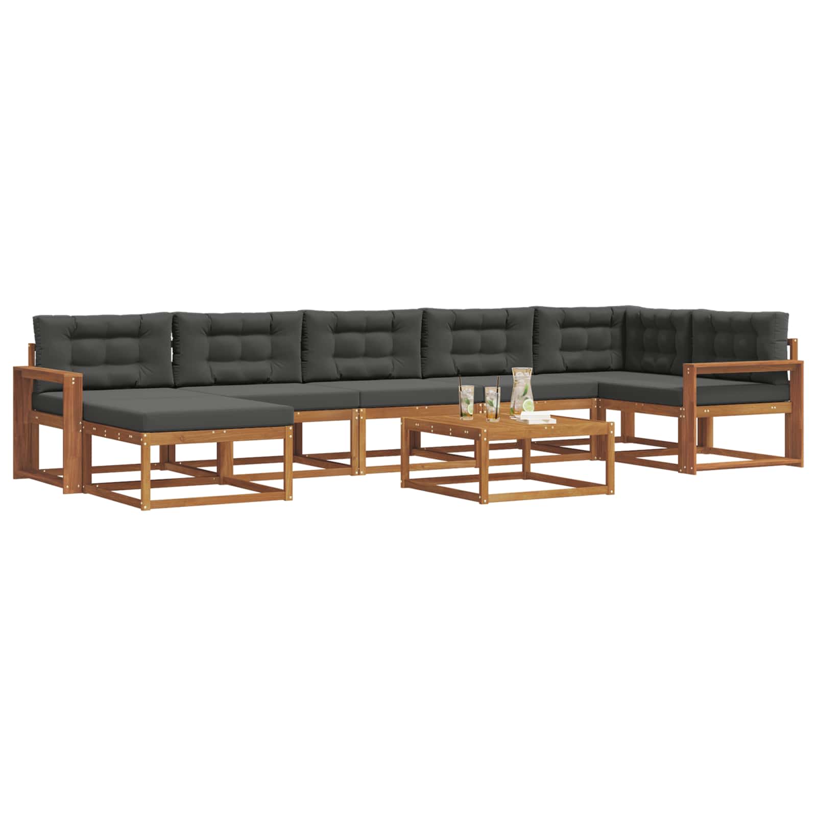 Outdoor-Sofagarnitur mit Kissen 8 pcs Natur und Anthrazit
