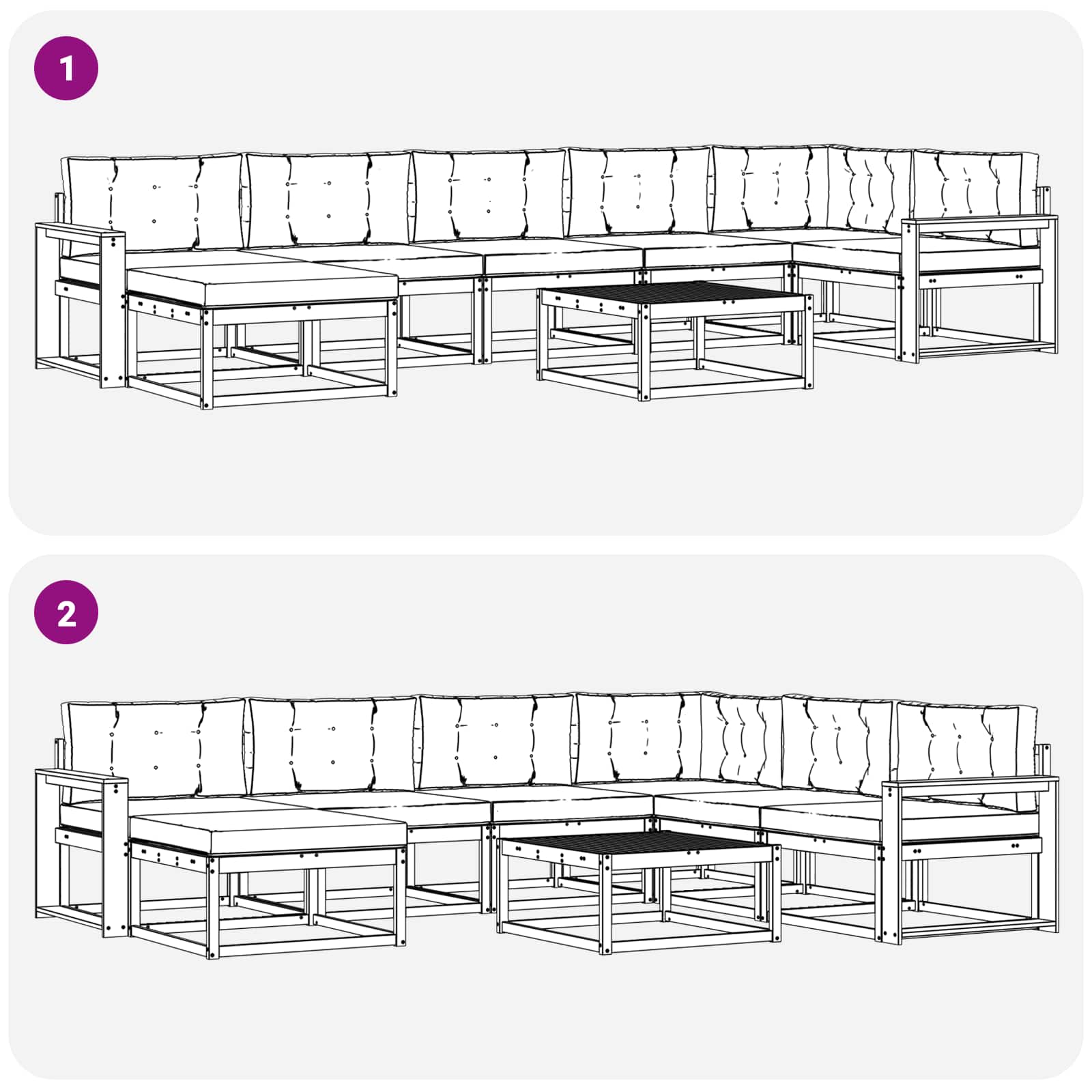 Outdoor-Sofagarnitur mit Kissen 8 pcs Natur und Anthrazit