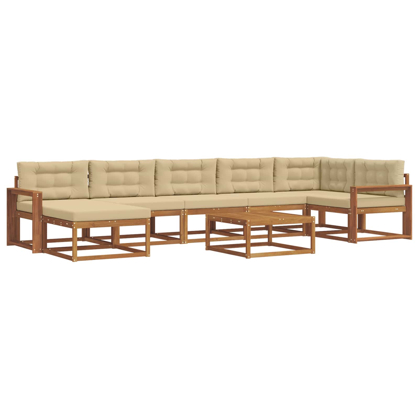 Outdoor-Sofagarnitur mit Kissen 8 pcs Natur und Beige