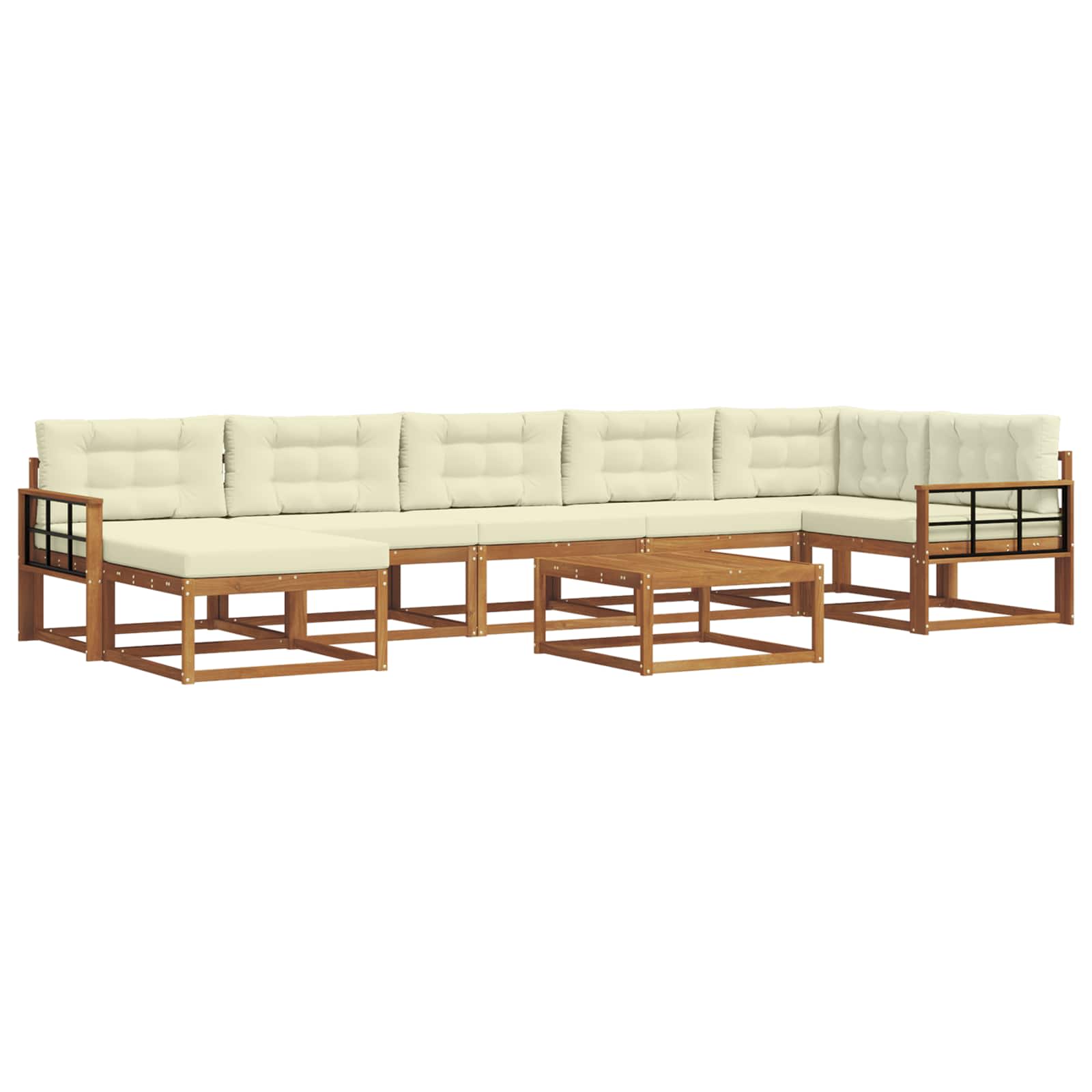 Outdoor-Sofagarnitur mit Kissen 8 pcs Natur und Creme