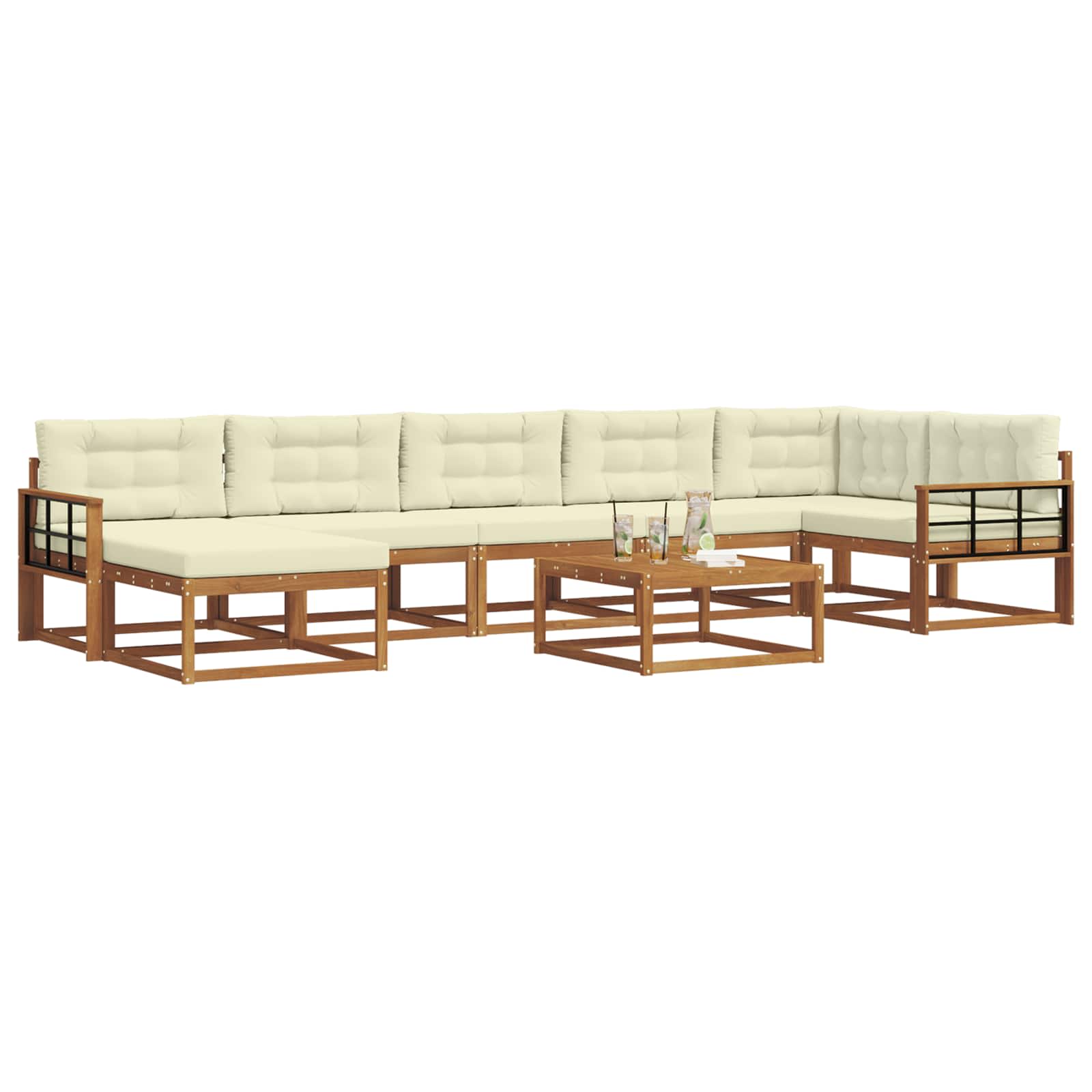 Outdoor-Sofagarnitur mit Kissen 8 pcs Natur und Creme