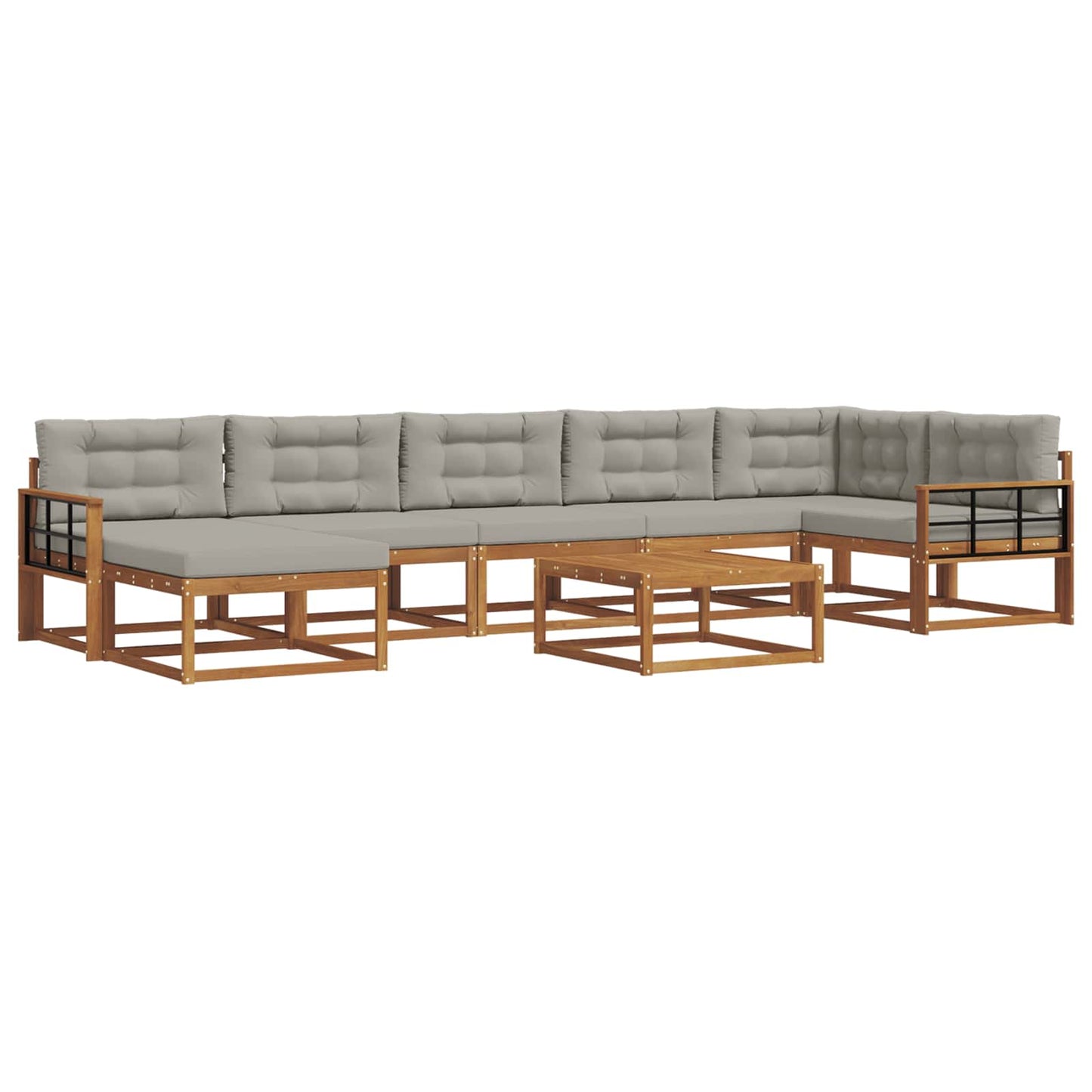 Outdoor-Sofagarnitur mit Kissen 8 pcs Natürlich und Hellgrau