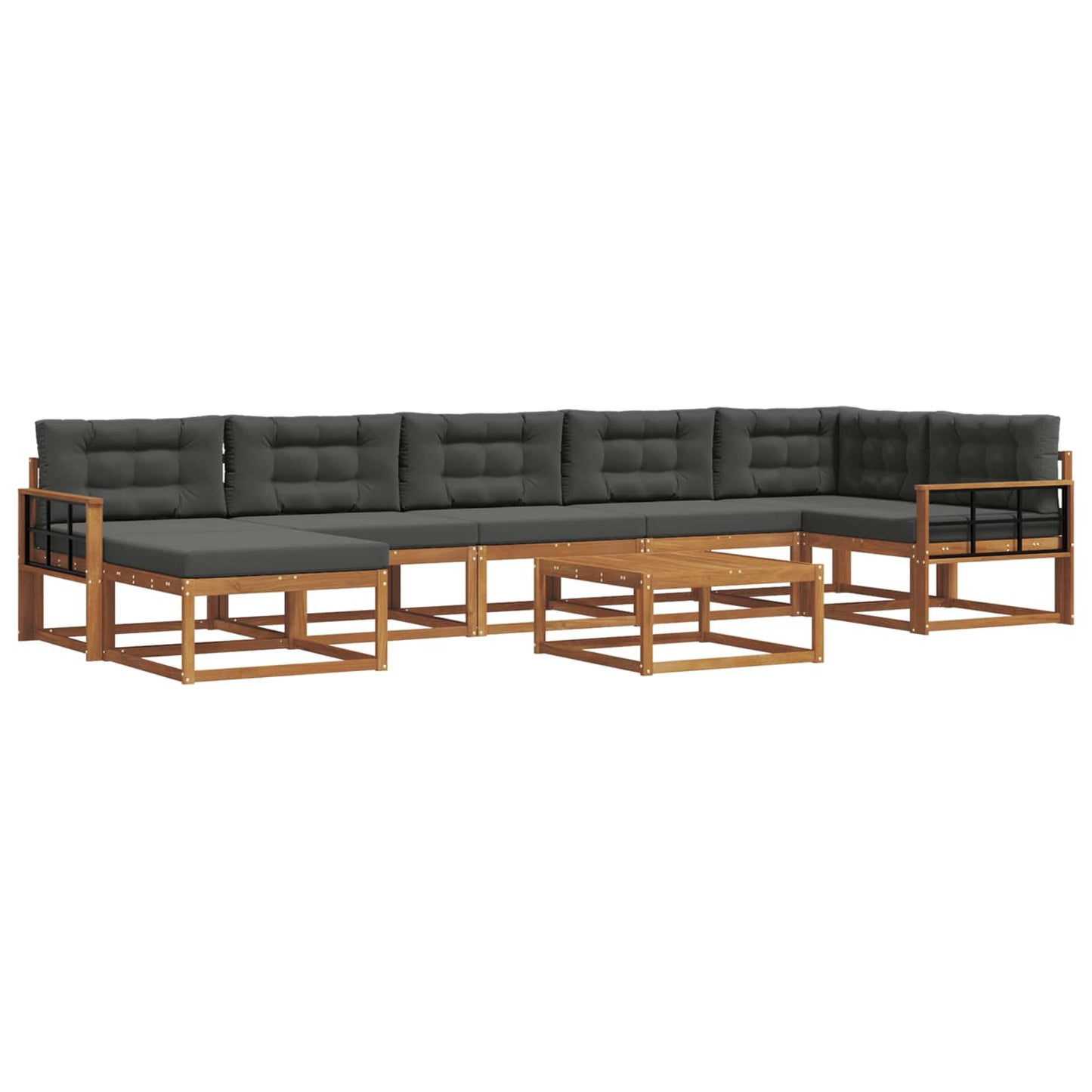 Outdoor-Sofagarnitur mit Kissen 8 pcs Natur und Anthrazit