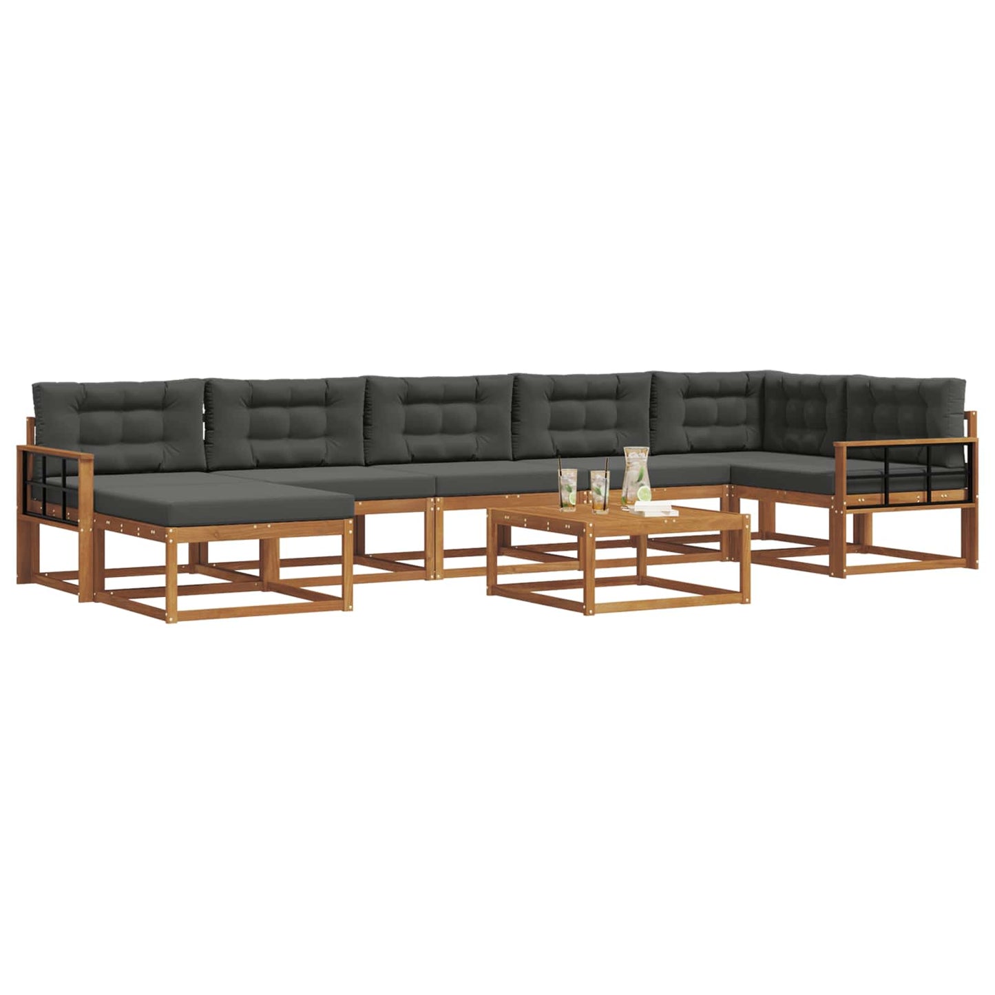 Outdoor-Sofagarnitur mit Kissen 8 pcs Natur und Anthrazit