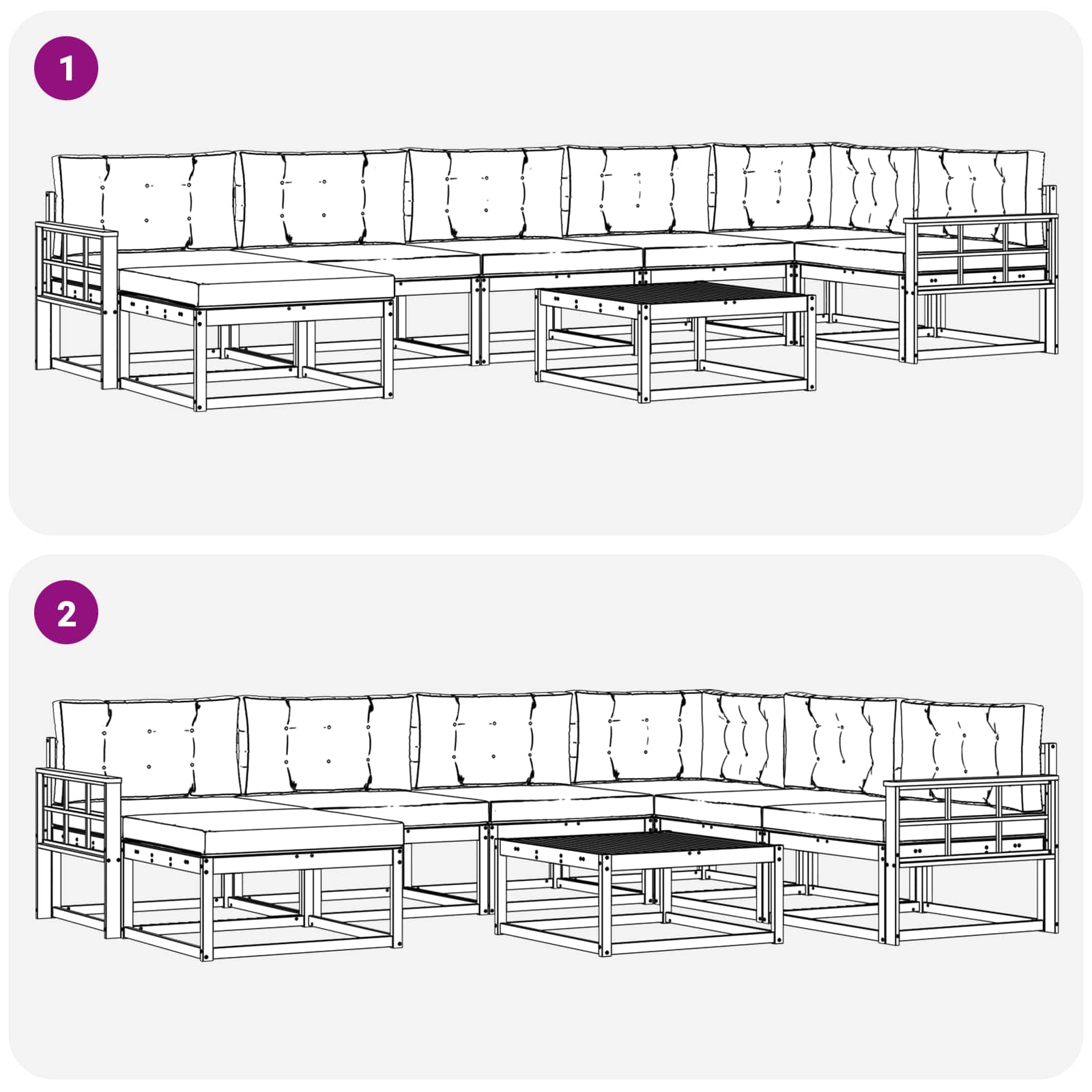 Outdoor-Sofagarnitur mit Kissen 8 pcs Natur und Anthrazit