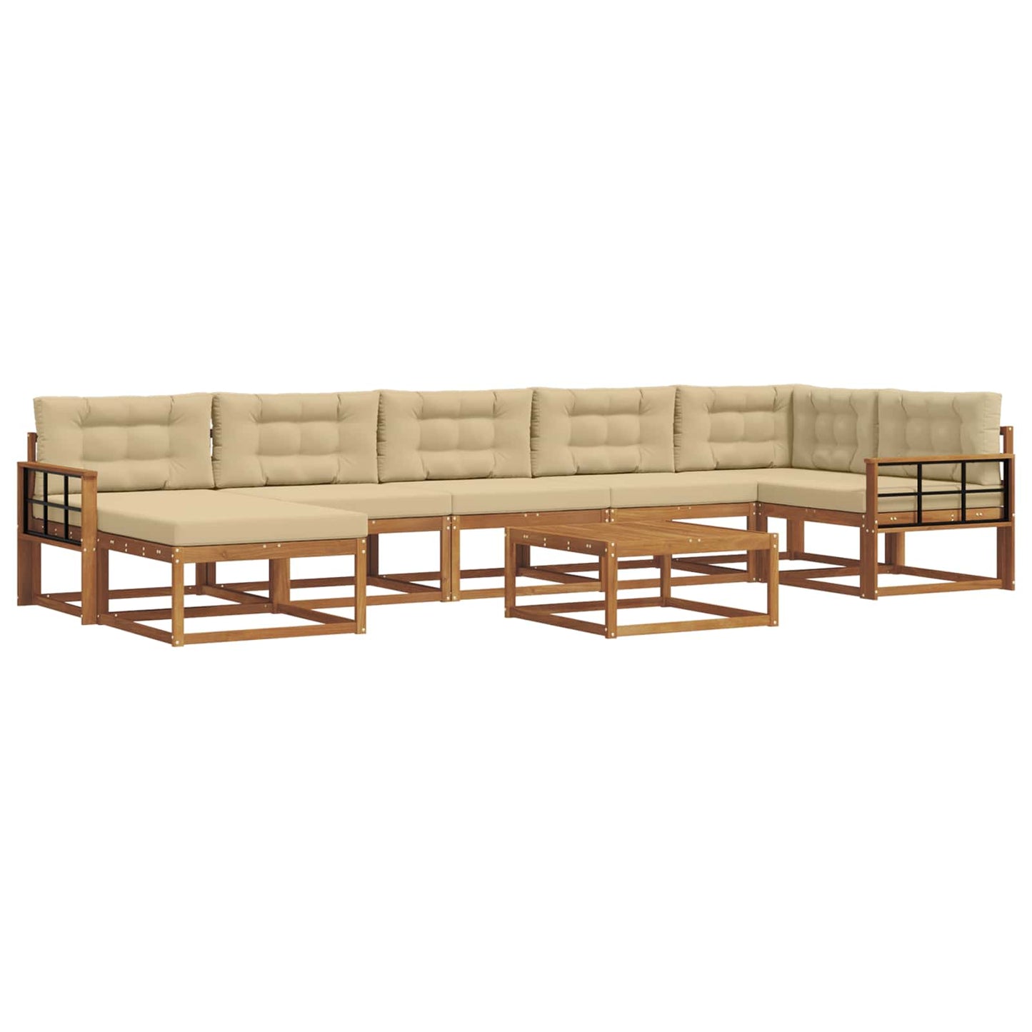 Outdoor-Sofagarnitur mit Kissen 8 pcs Natur und Beige