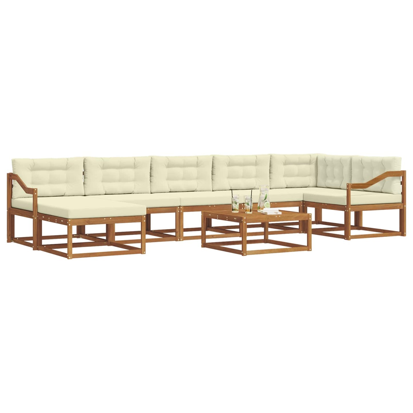 Outdoor-Sofagarnitur mit Kissen 8 pcs Natur und Creme