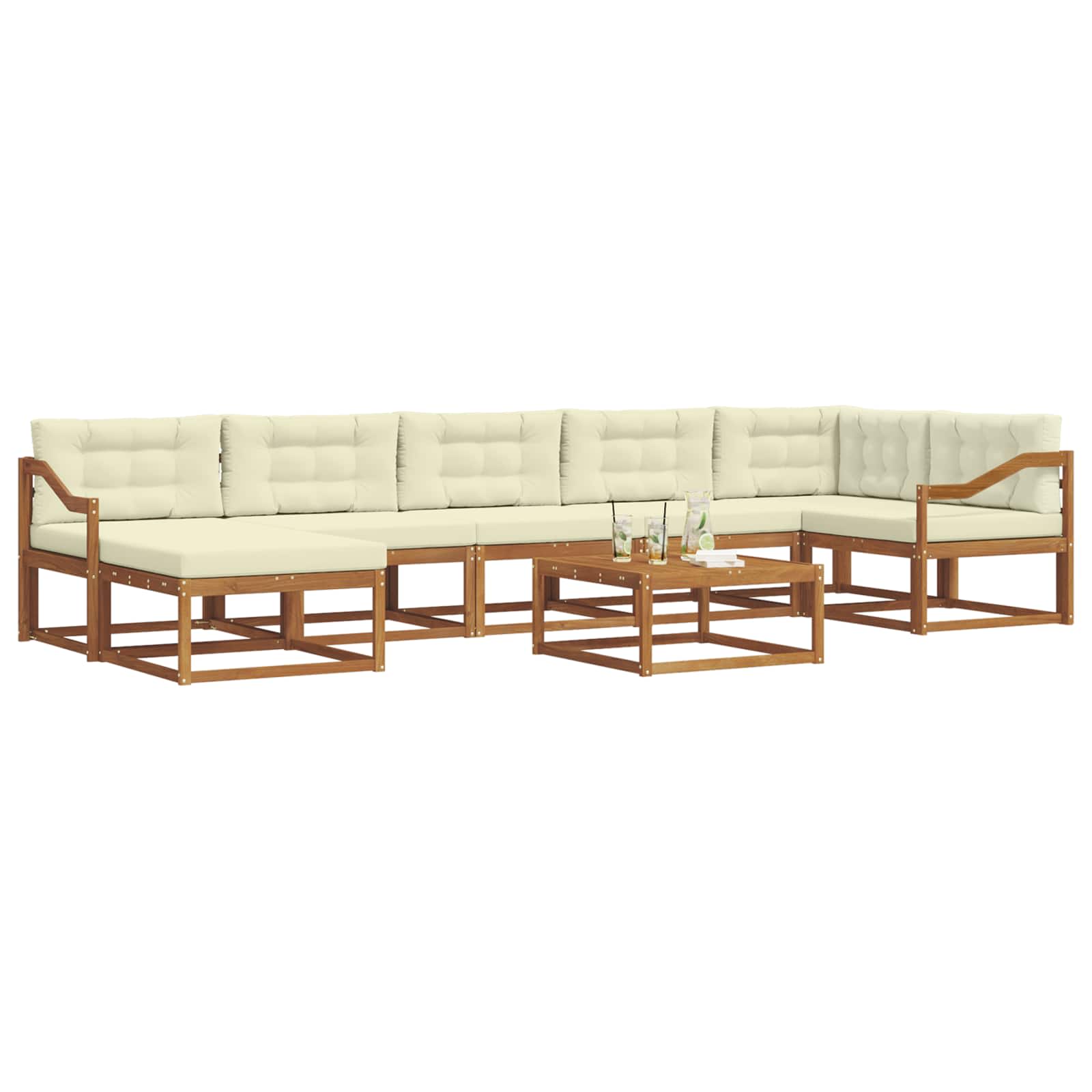 Outdoor-Sofagarnitur mit Kissen 8 pcs Natur und Creme