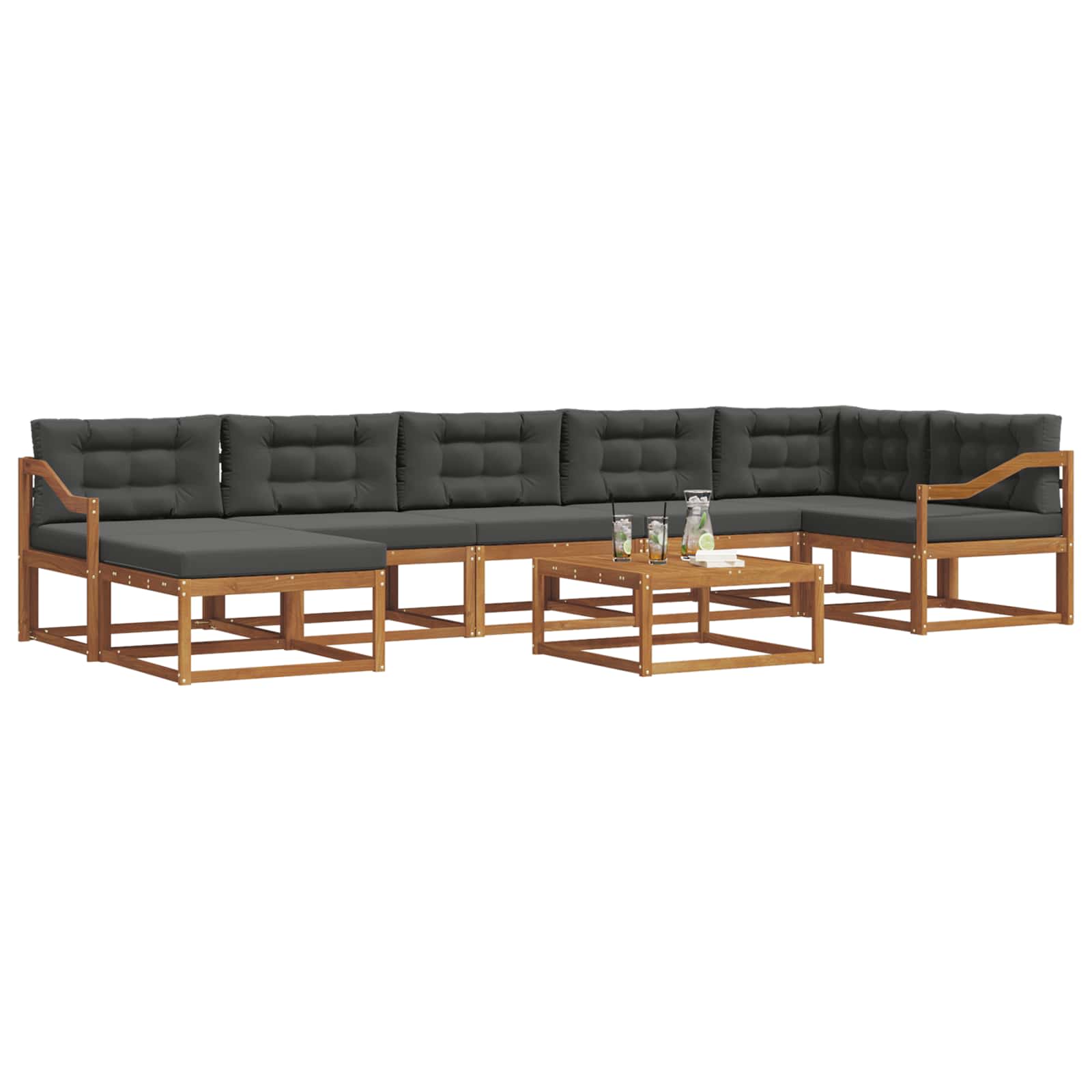 Outdoor-Sofagarnitur mit Kissen 8 pcs Natur und Anthrazit