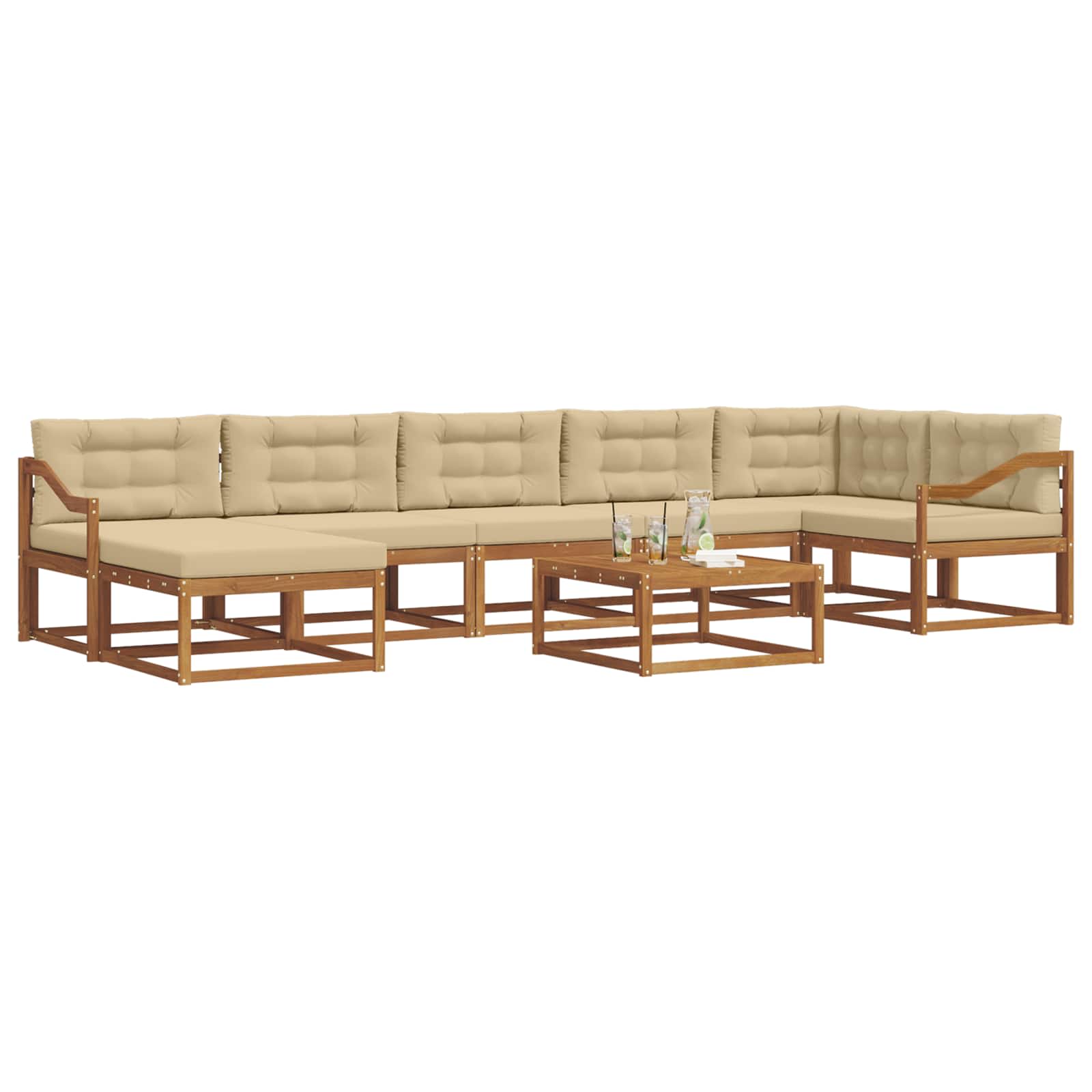 Outdoor-Sofagarnitur mit Kissen 8 pcs Natur und Beige