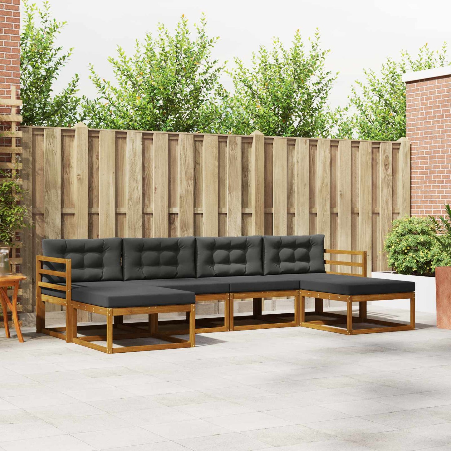 Outdoor-Sofagarnitur 6 stk. Natur und Anthrazit