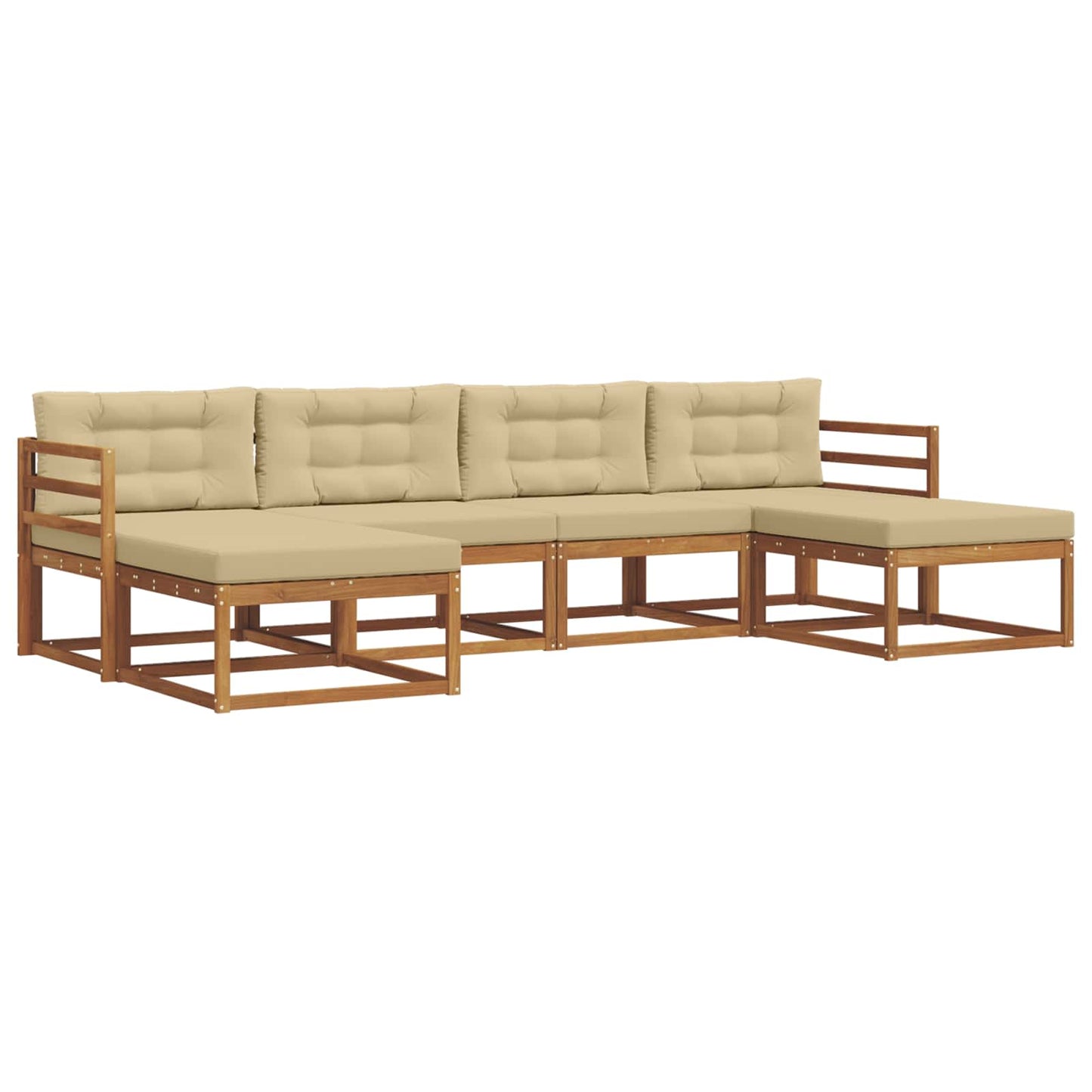 Outdoor-Sofagarnitur mit Kissen 6 pcs Natur und Beige