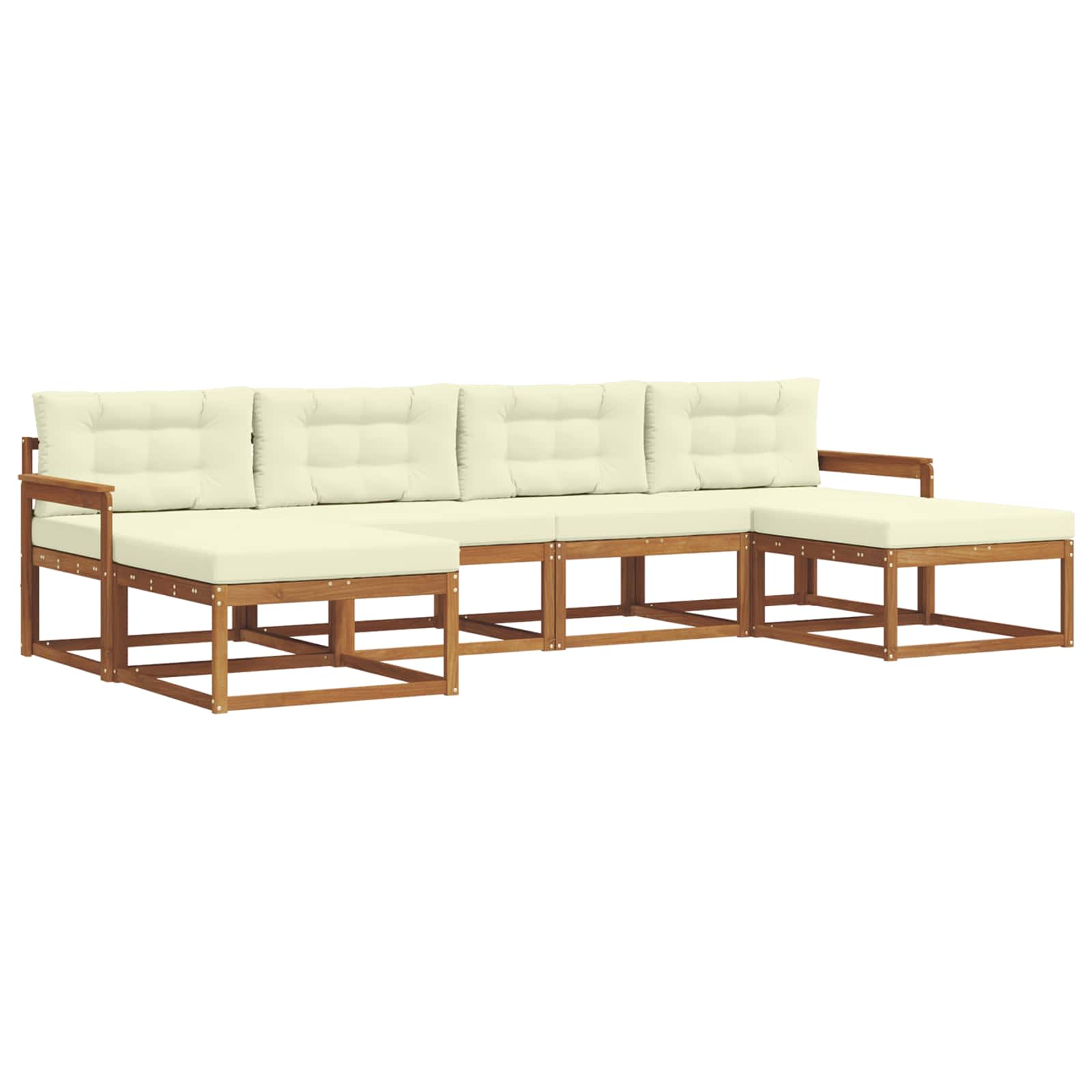 Outdoor-Sofagarnitur mit Kissen 6 pcs Natur und Creme