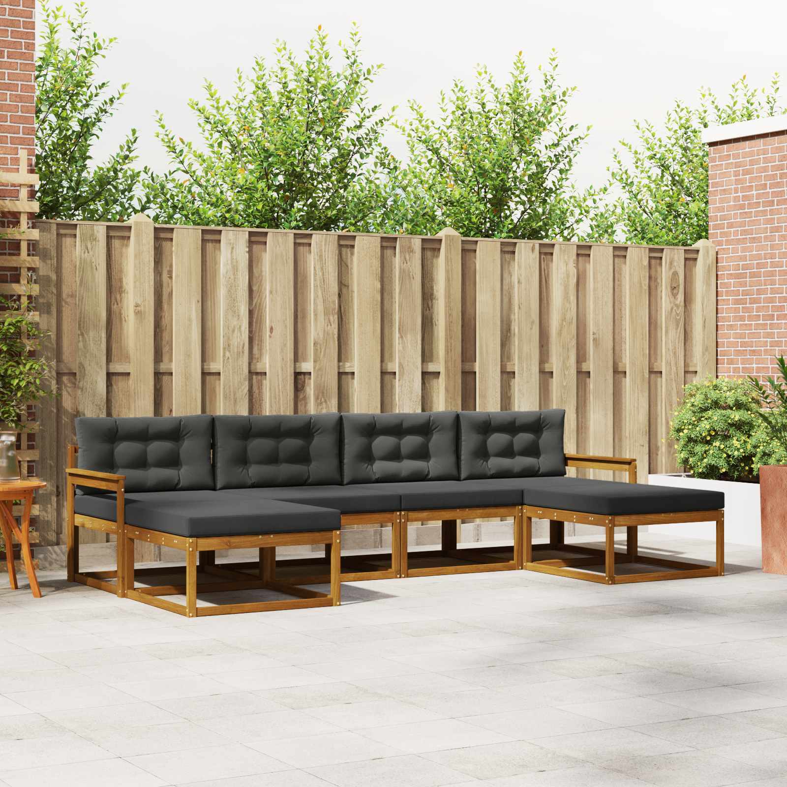 Outdoor-Sofagarnitur 6 stk. Natur und Anthrazit