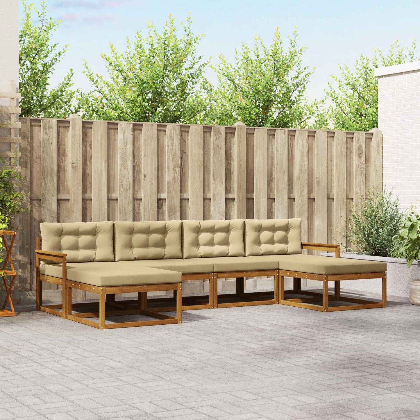 Outdoor-Sofagarnitur 6 stk. Natur und Beige