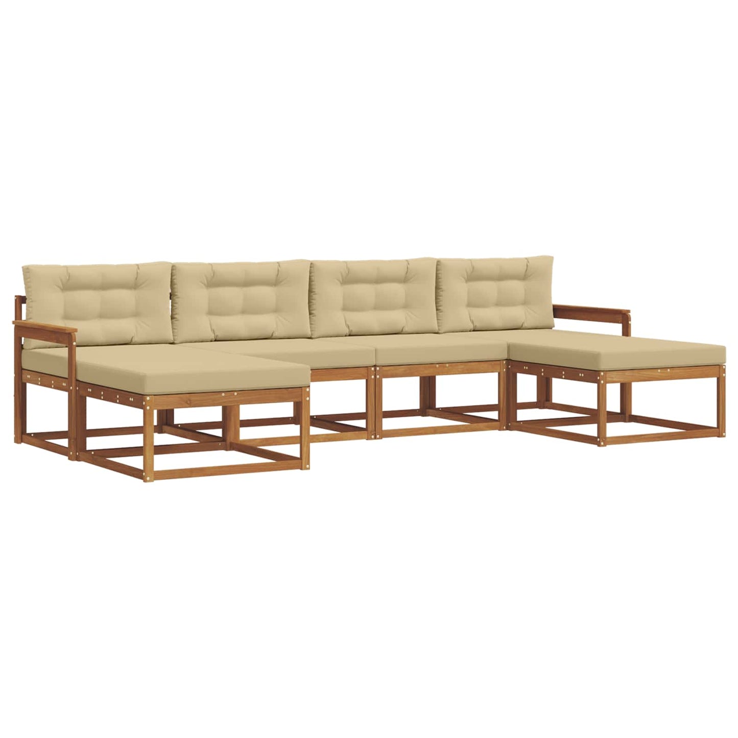 Outdoor-Sofagarnitur 6 stk. Natur und Beige