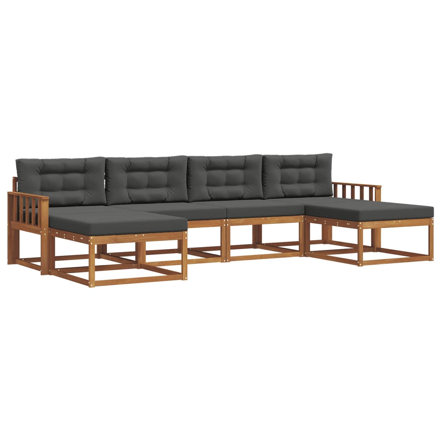 Outdoor-Sofagarnitur 6 stk. Natur und Anthrazit