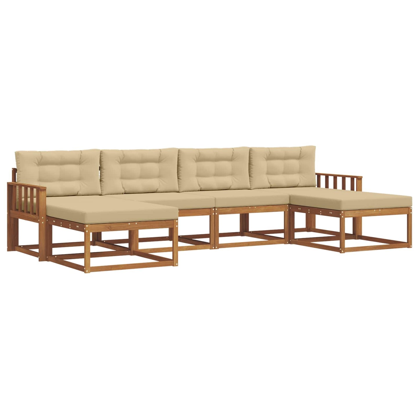 Outdoor-Sofagarnitur 6 stk. Natur und Beige