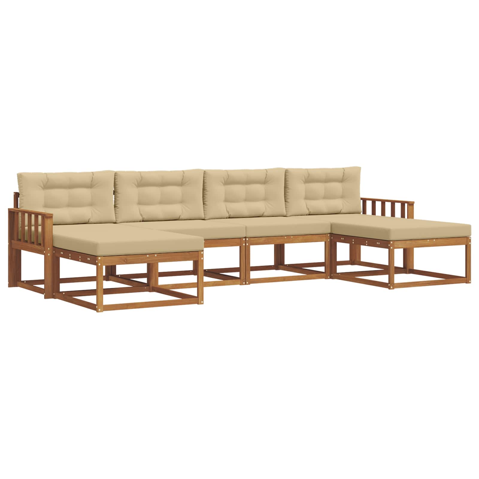 Outdoor-Sofagarnitur 6 stk. Natur und Beige