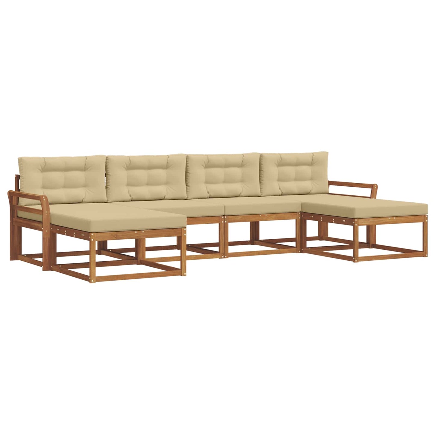 Outdoor-Sofagarnitur 6 stk. Natur und Beige