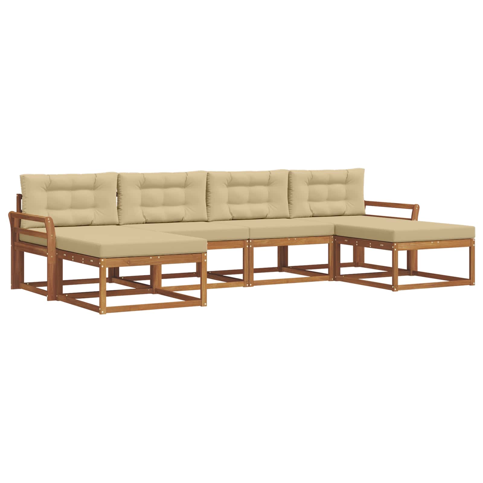 Outdoor-Sofagarnitur 6 stk. Natur und Beige