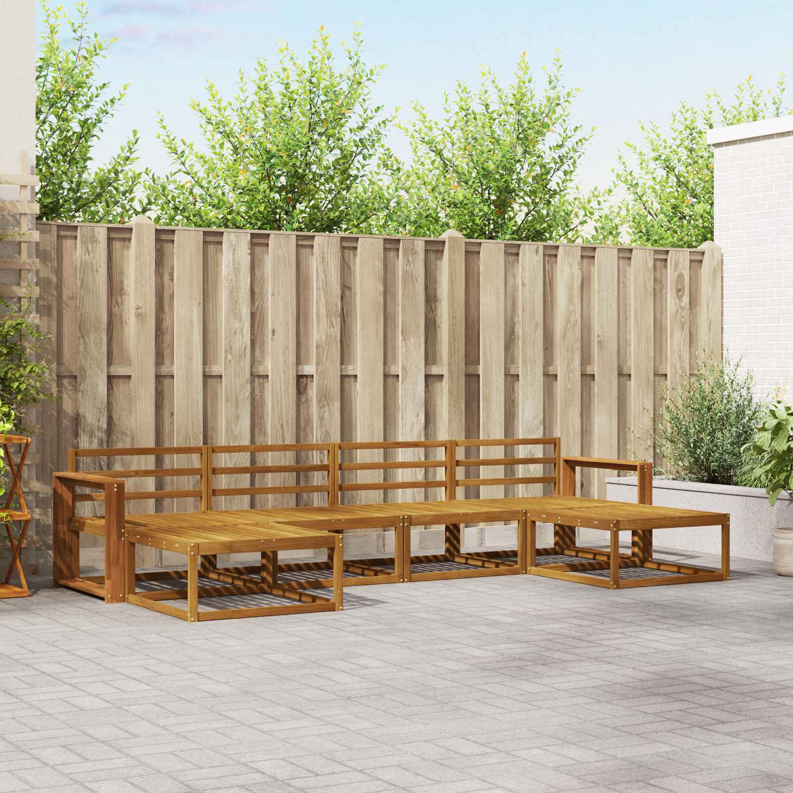 Outdoor-Sofagarnitur 6 pcs Natur Massivholz Akazie
