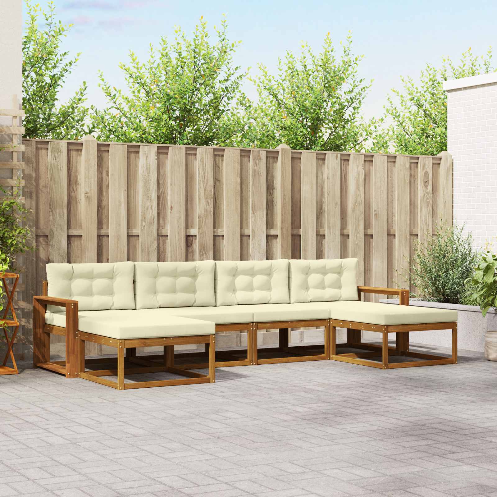Outdoor-Sofagarnitur 6 stk. Natur und Creme